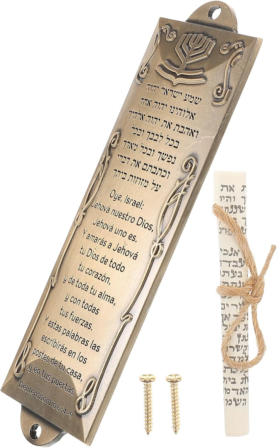 LUOZZY Metal Mezuzah Case with Scroll