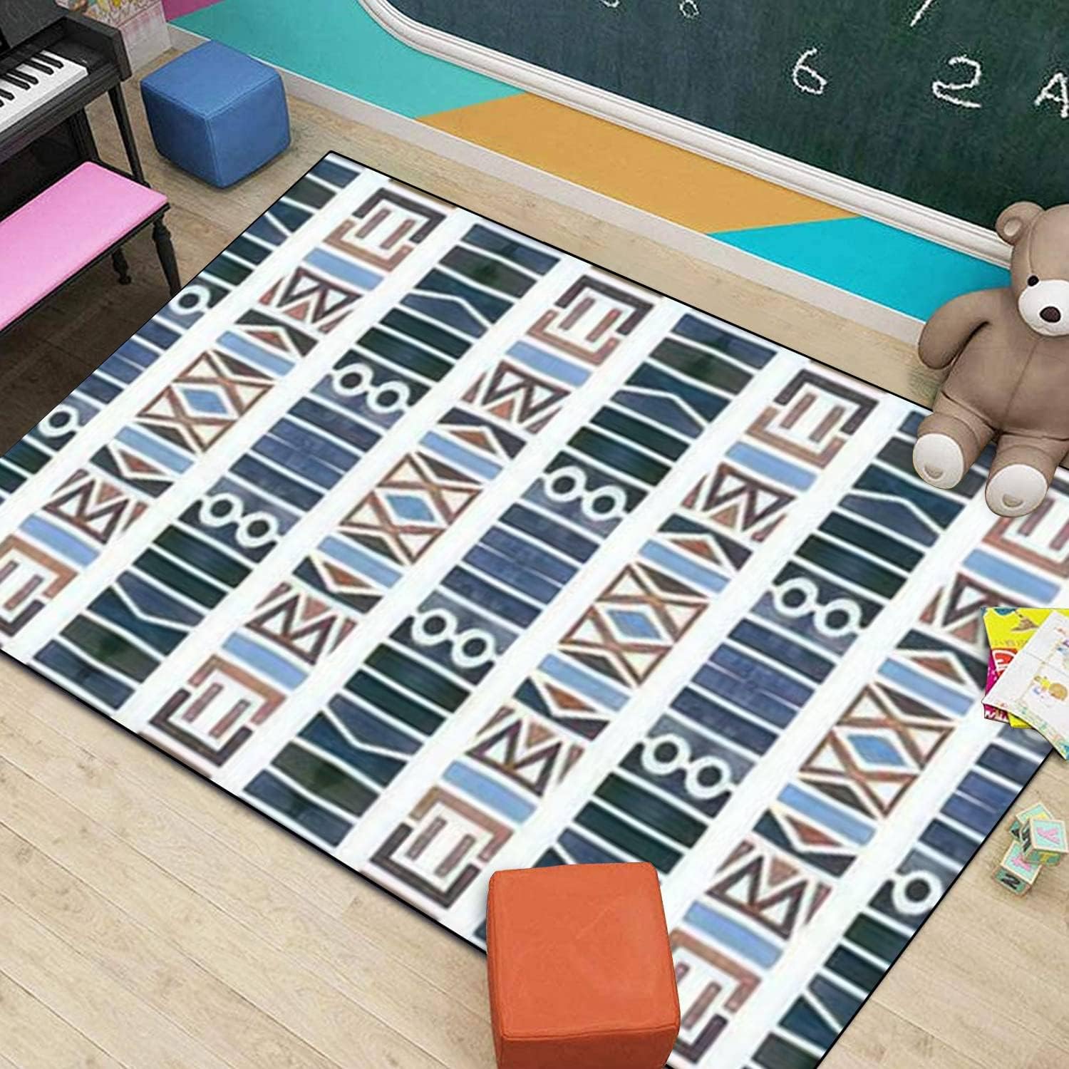 Modern Home Kids Playroom Area Rug Geometric Design