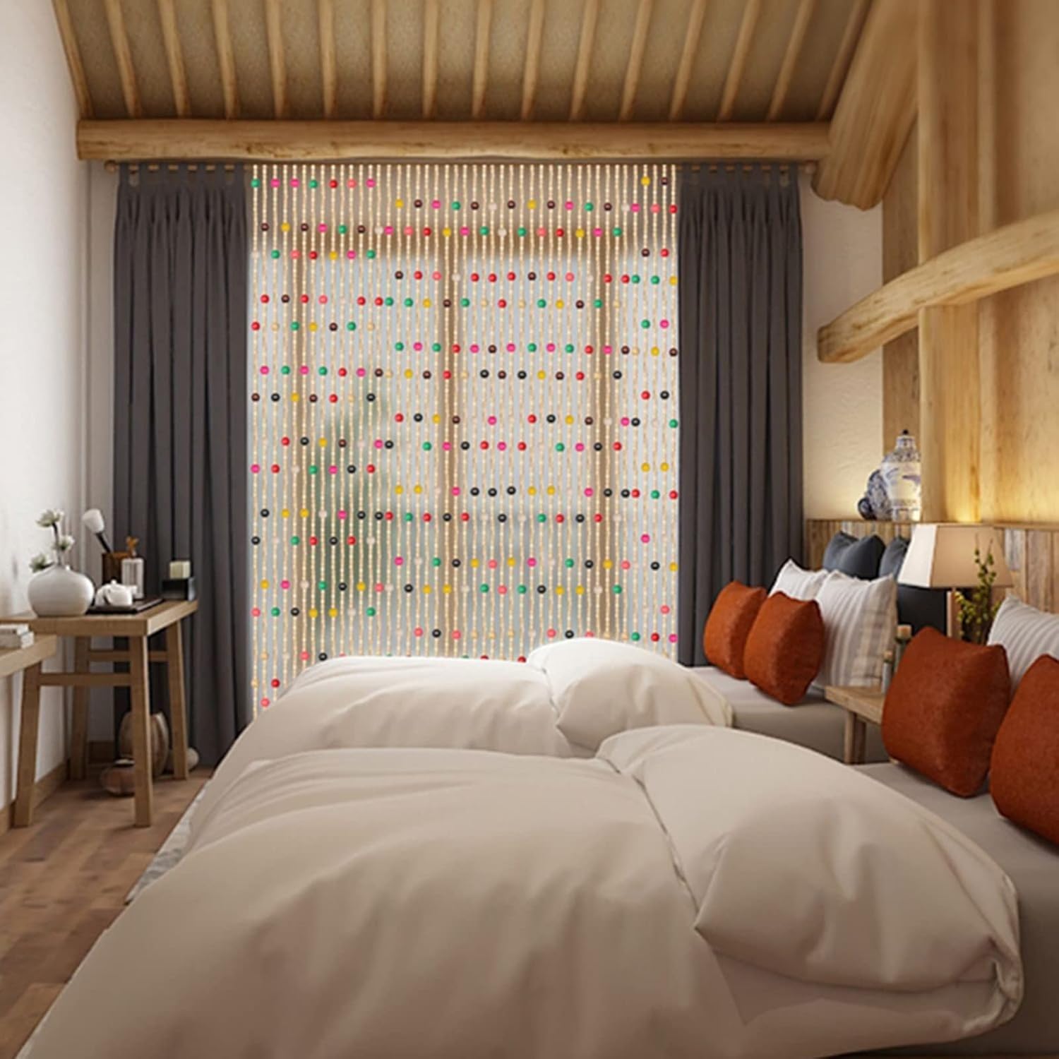 Natural Bamboo Door Beads Curtain Panel