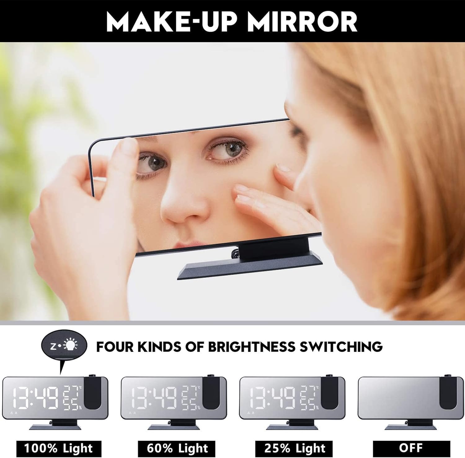 THE CEO Dual Alarm Clock with Ceiling Projection and USB Charging