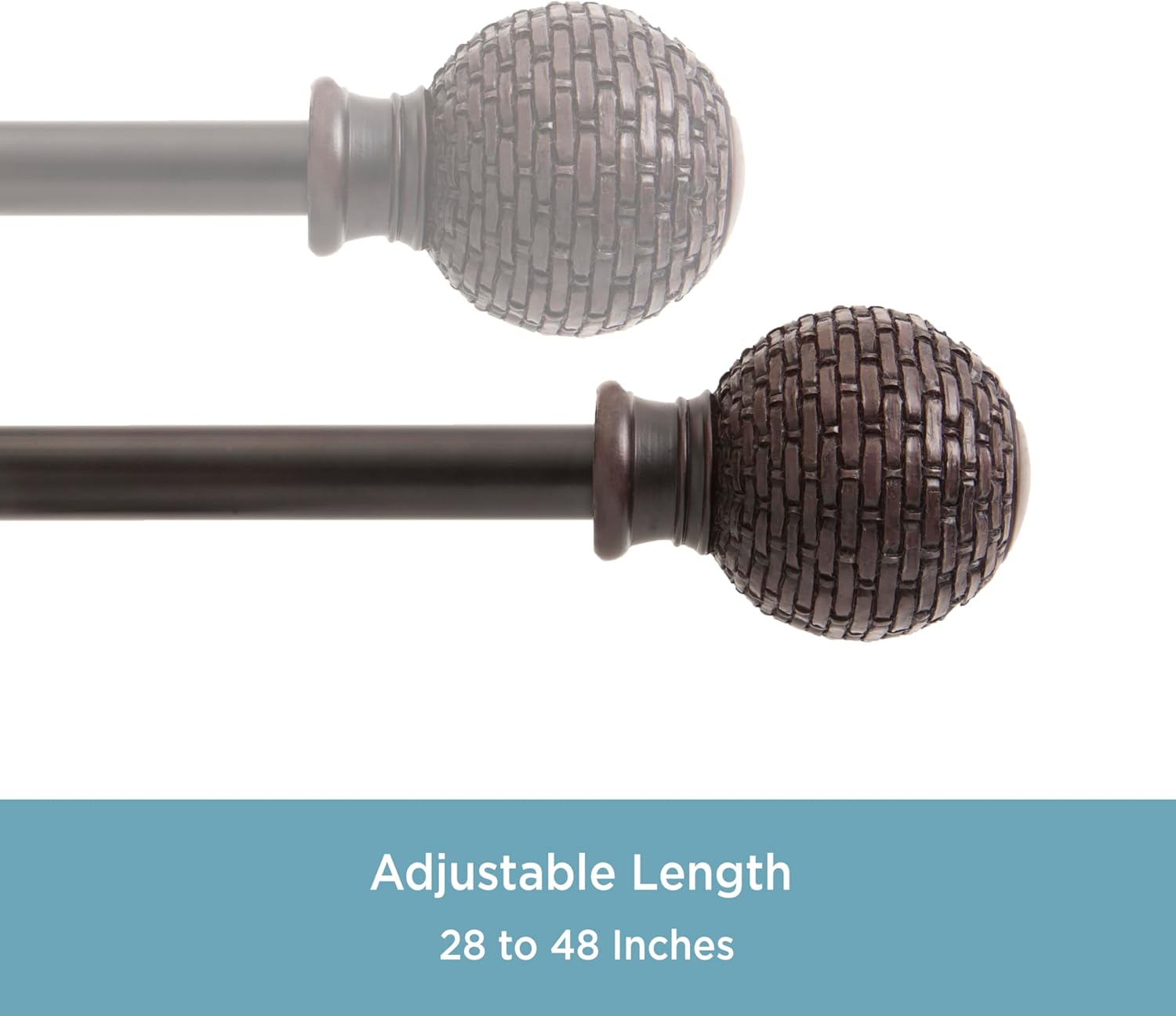 Kenney KN75798 Woven Ball End Window Curtain Rod