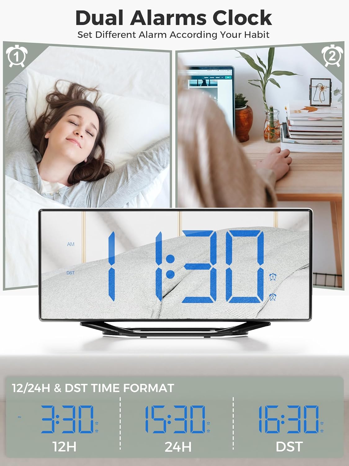 Super Loud Vibrating Alarm Clock with Bed Shaker