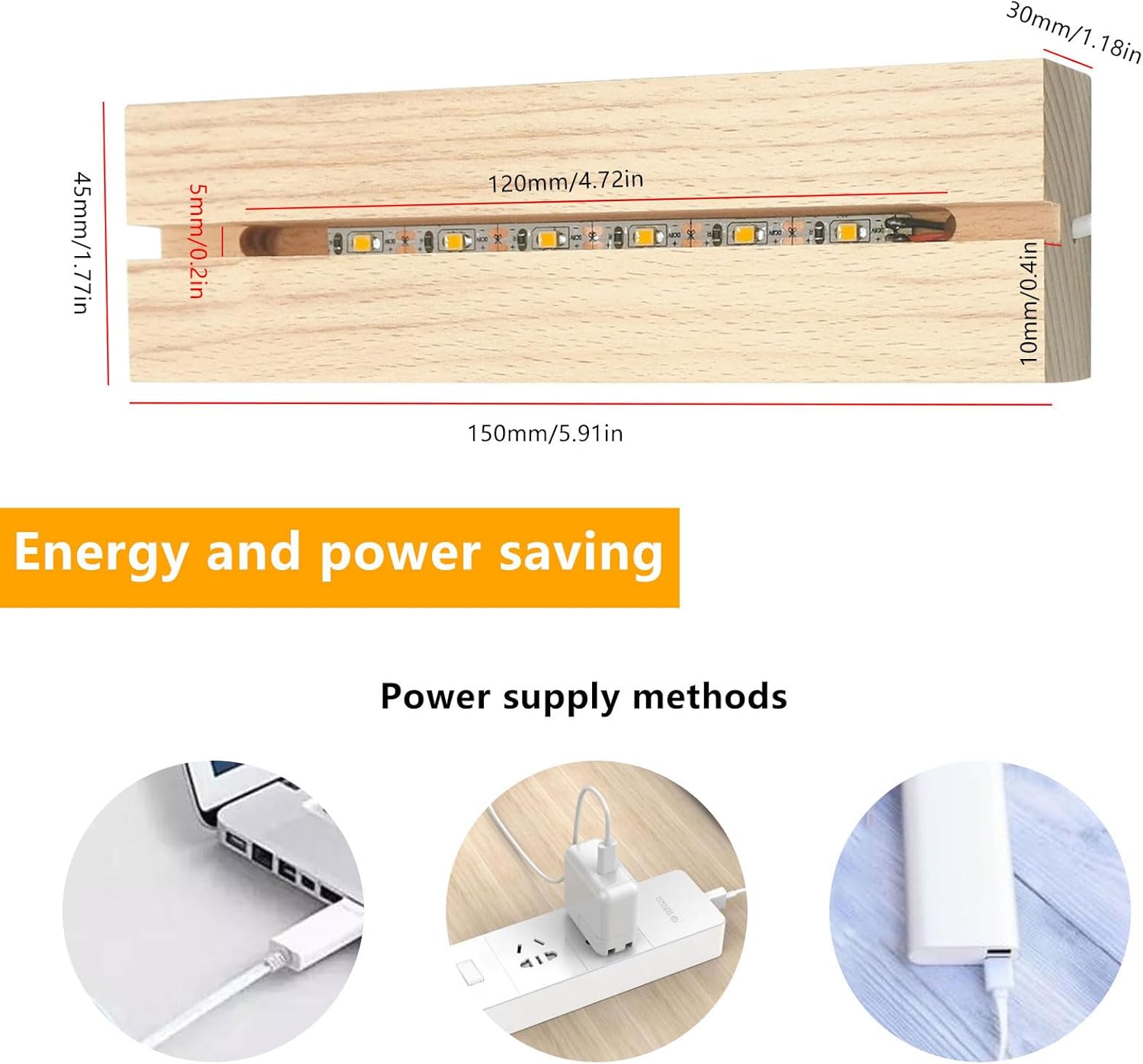 59 Inch Wooden Rectangle LED Light Base Stand