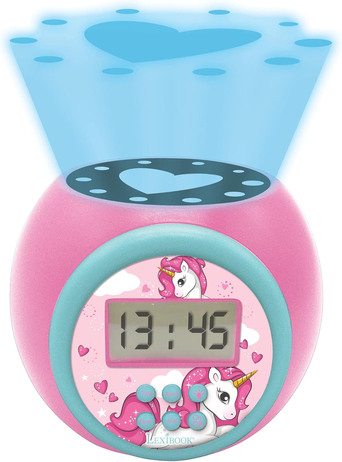 LEXiBOOK Unicorn Projector Alarm Clock with Night Light