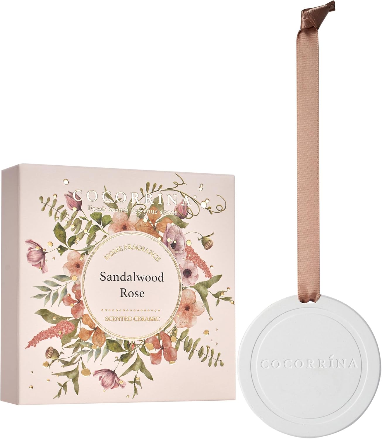 COCORRINA Car Air Freshener - Sandalwood Rose Handmade Ceramic Scented