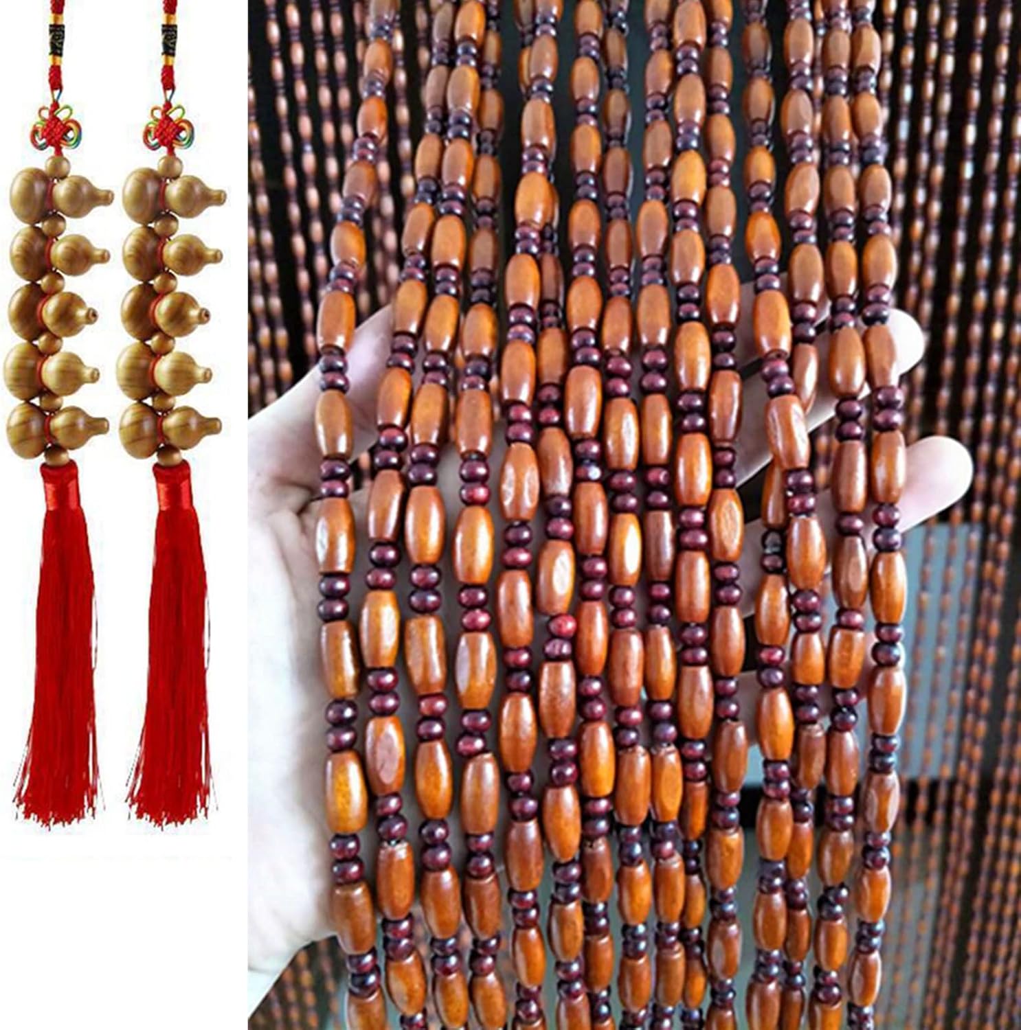Wood Beaded Curtains for Bedroom Kitchen Room Divider