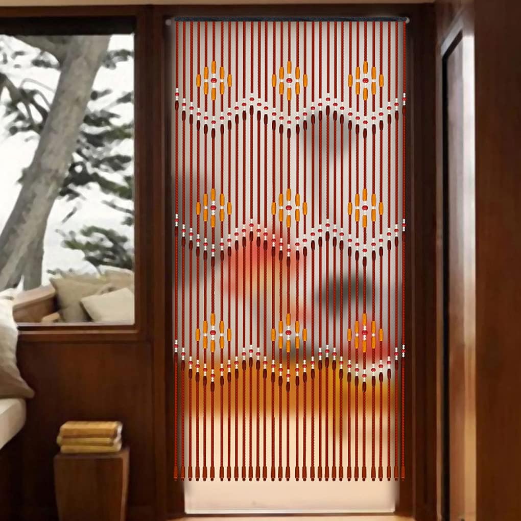ZHOUXIAO Solid Wood Beaded Curtain 31 Strands 90x220cm