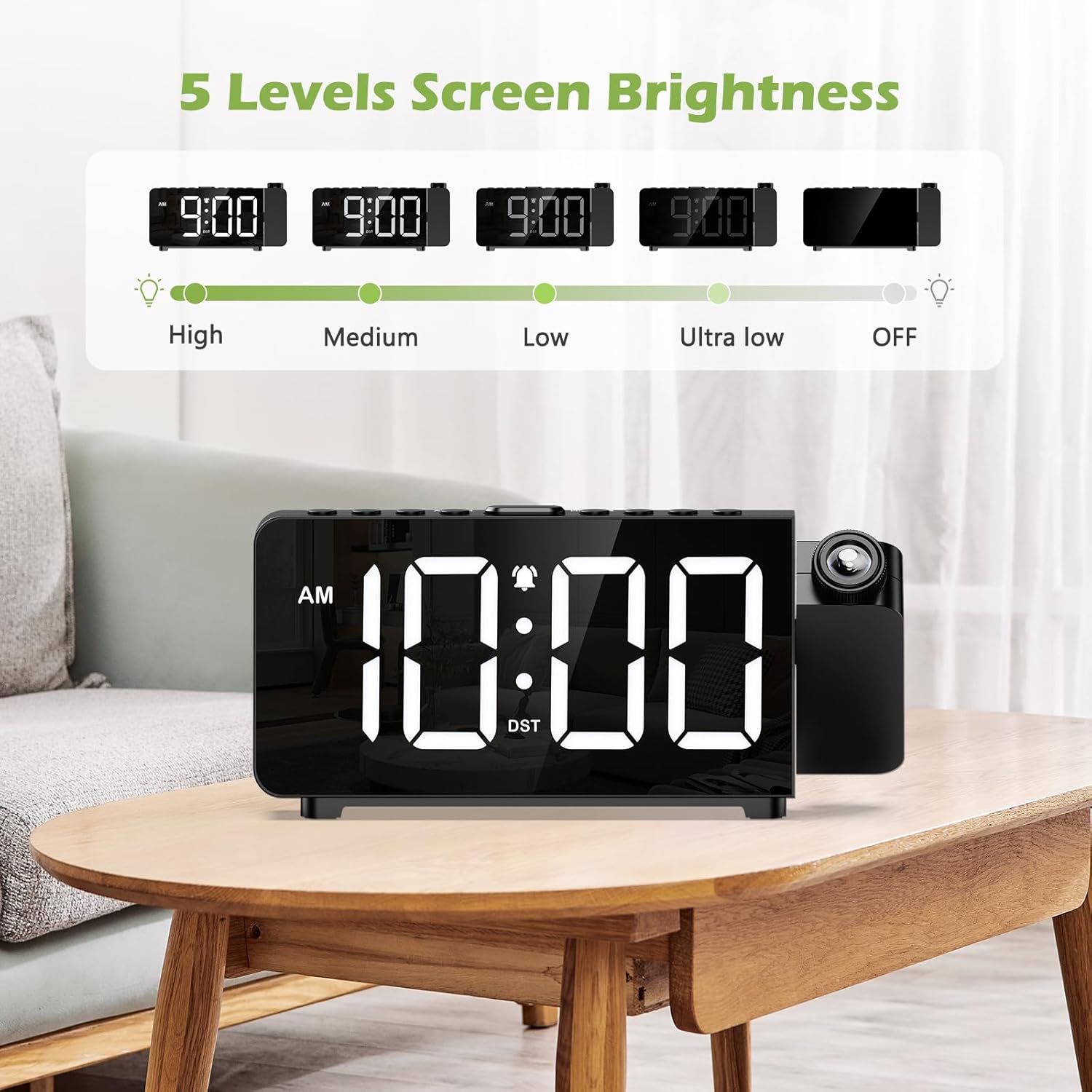 KeeKit Projection Alarm Clock with Rotatable Display