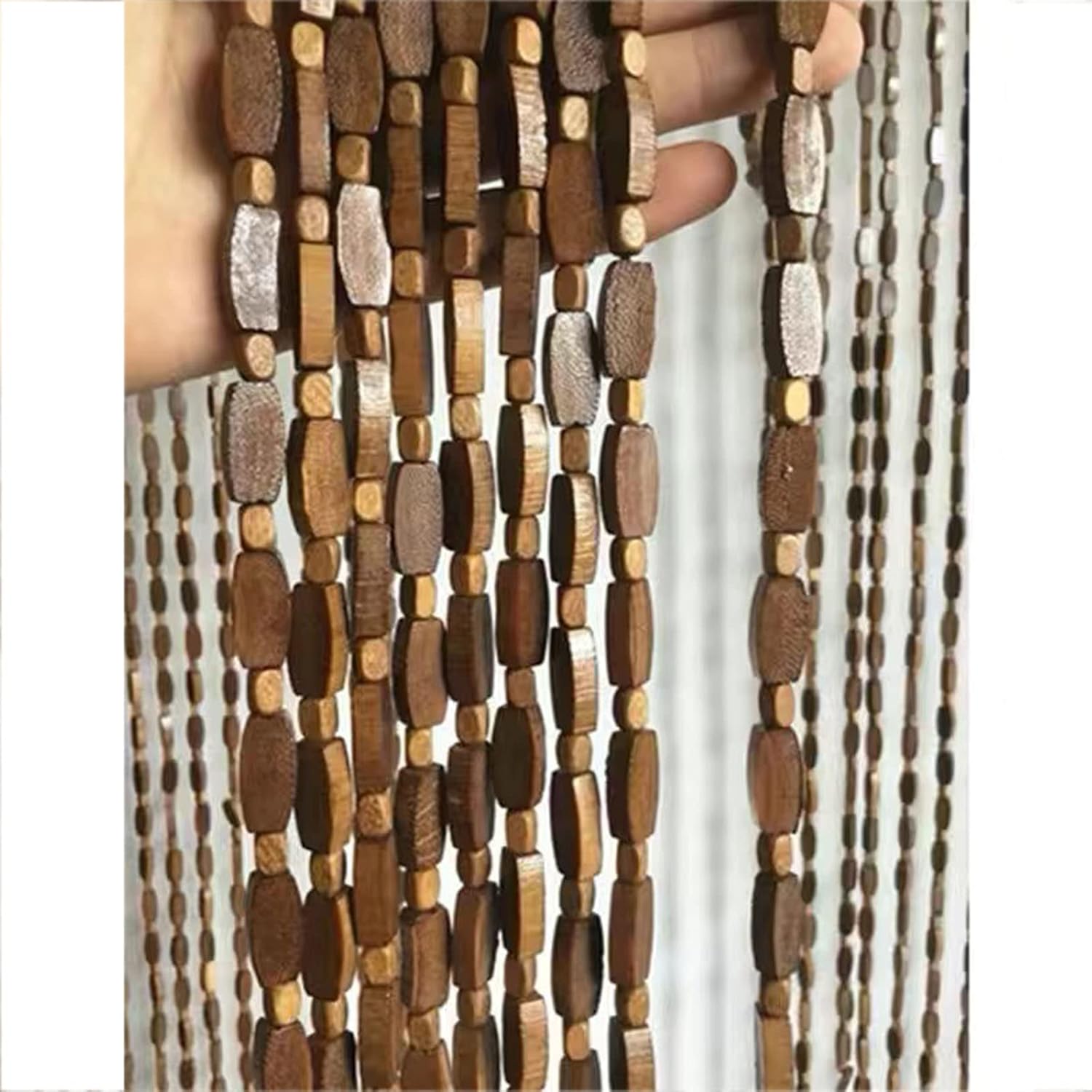 LEOSXA Beaded Door Curtain Bamboo Beads Decorative Partition