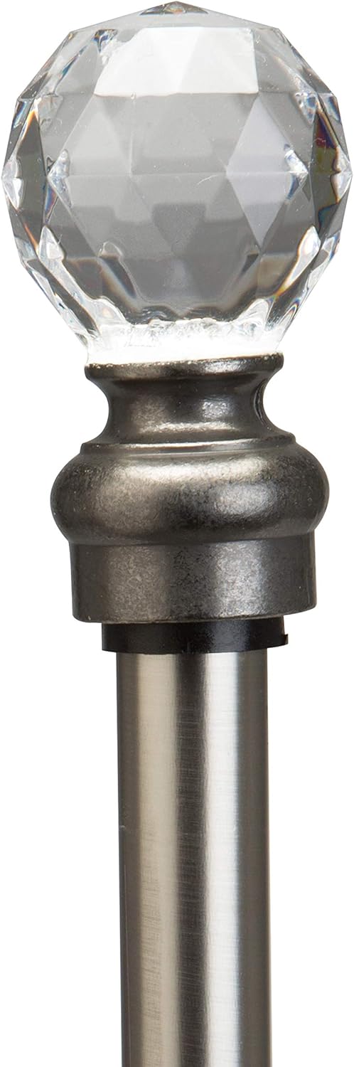 Home Details 1 Inch Crystal Ball Adjustable Curtain Rod 86-120 Satin