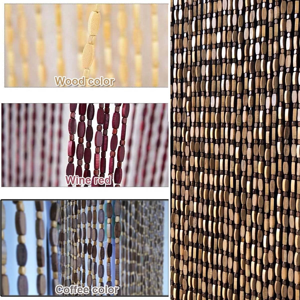 Bamboo Beaded Curtain for Doorway Divider - Brown