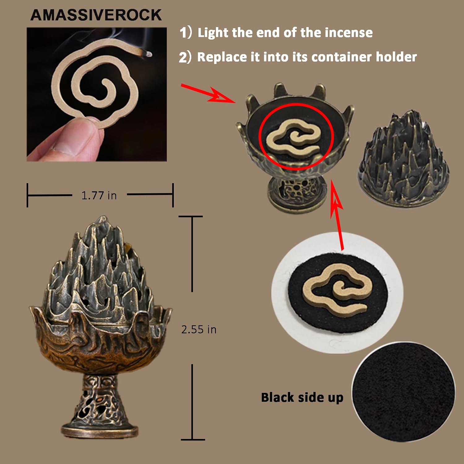 AmaSiverRock Dragons Blood Coils Incense 42PCS Spiral Holder