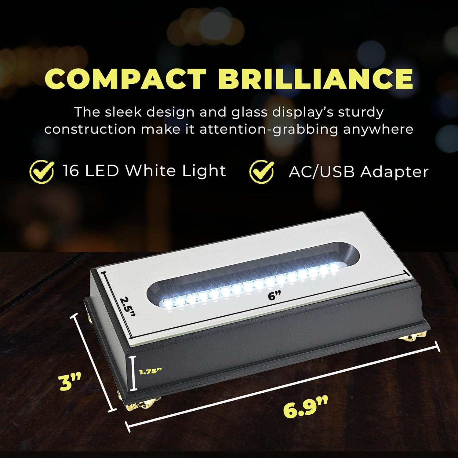 16 LED Lighted Display Stand for Crystal and Glass Art