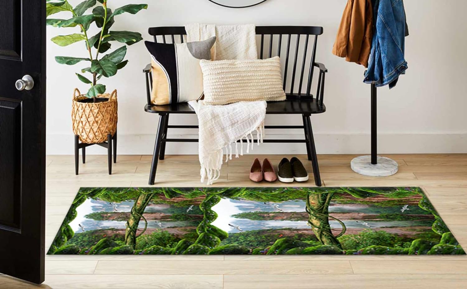 3D Optical Illusion Area Rug 2x7ft Green Corridor Design