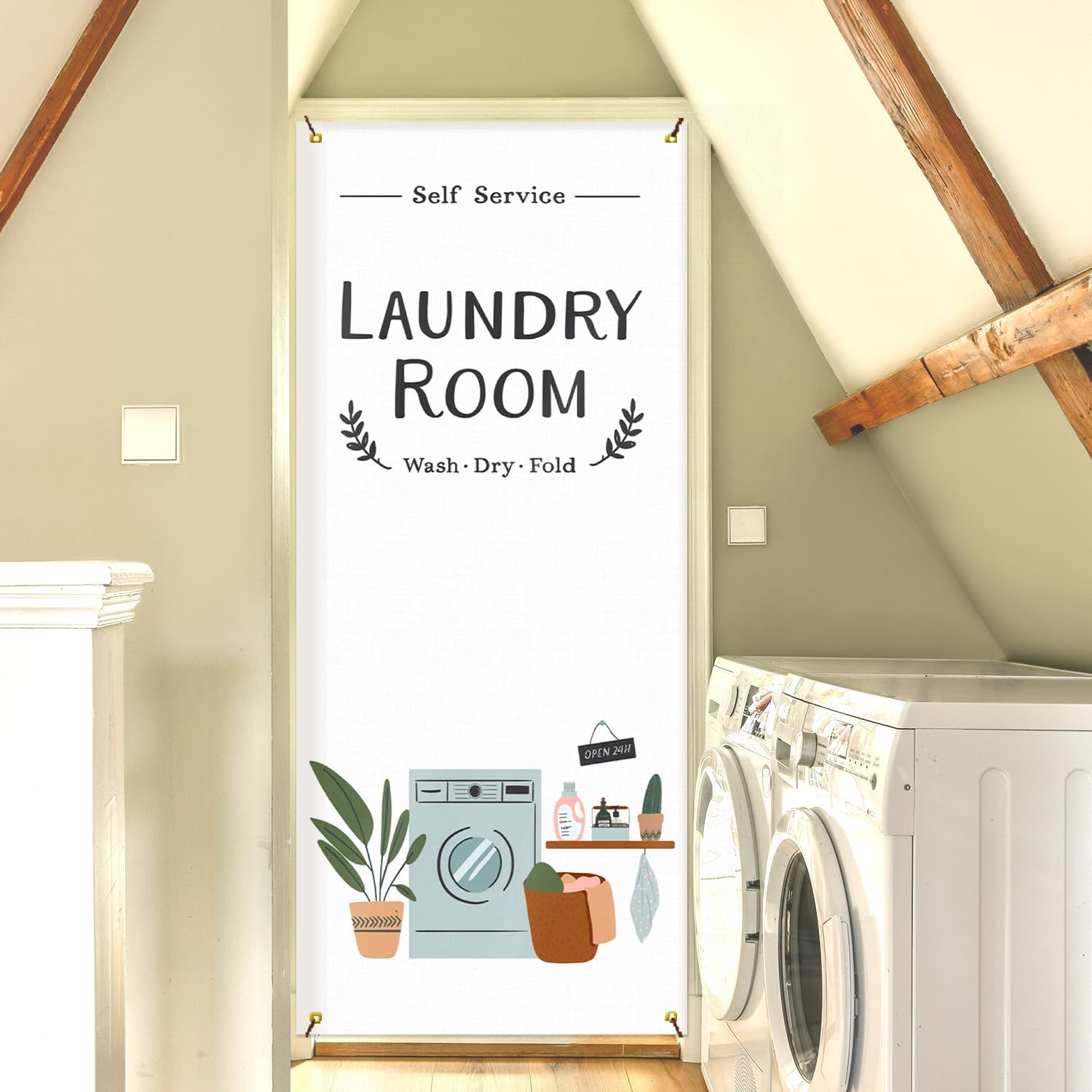 Likjad Landry Room Door Cover Decorations 35x79 Inch