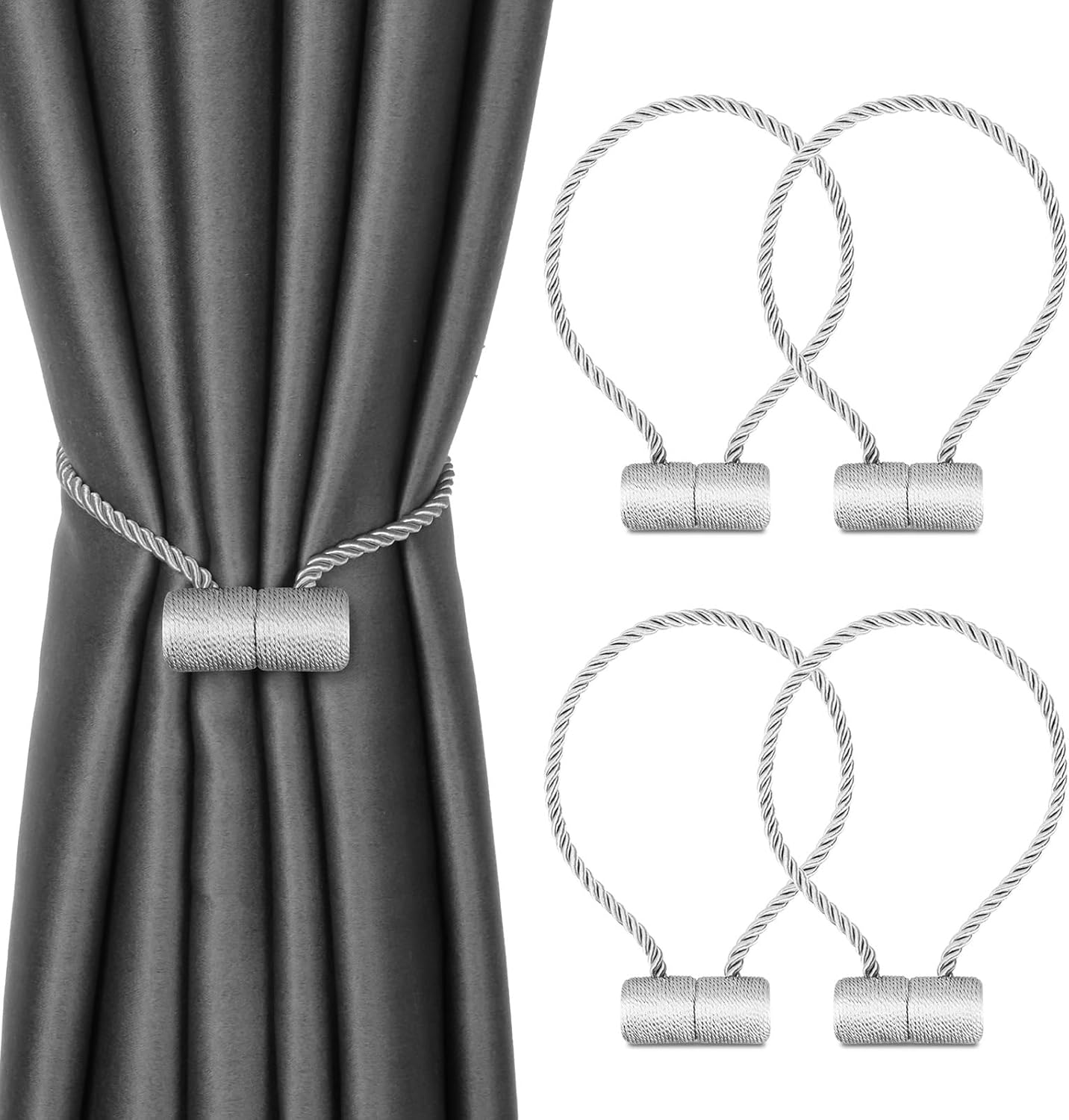 4pcs Strong Magnetic Curtain Holdbacks with Woven Design