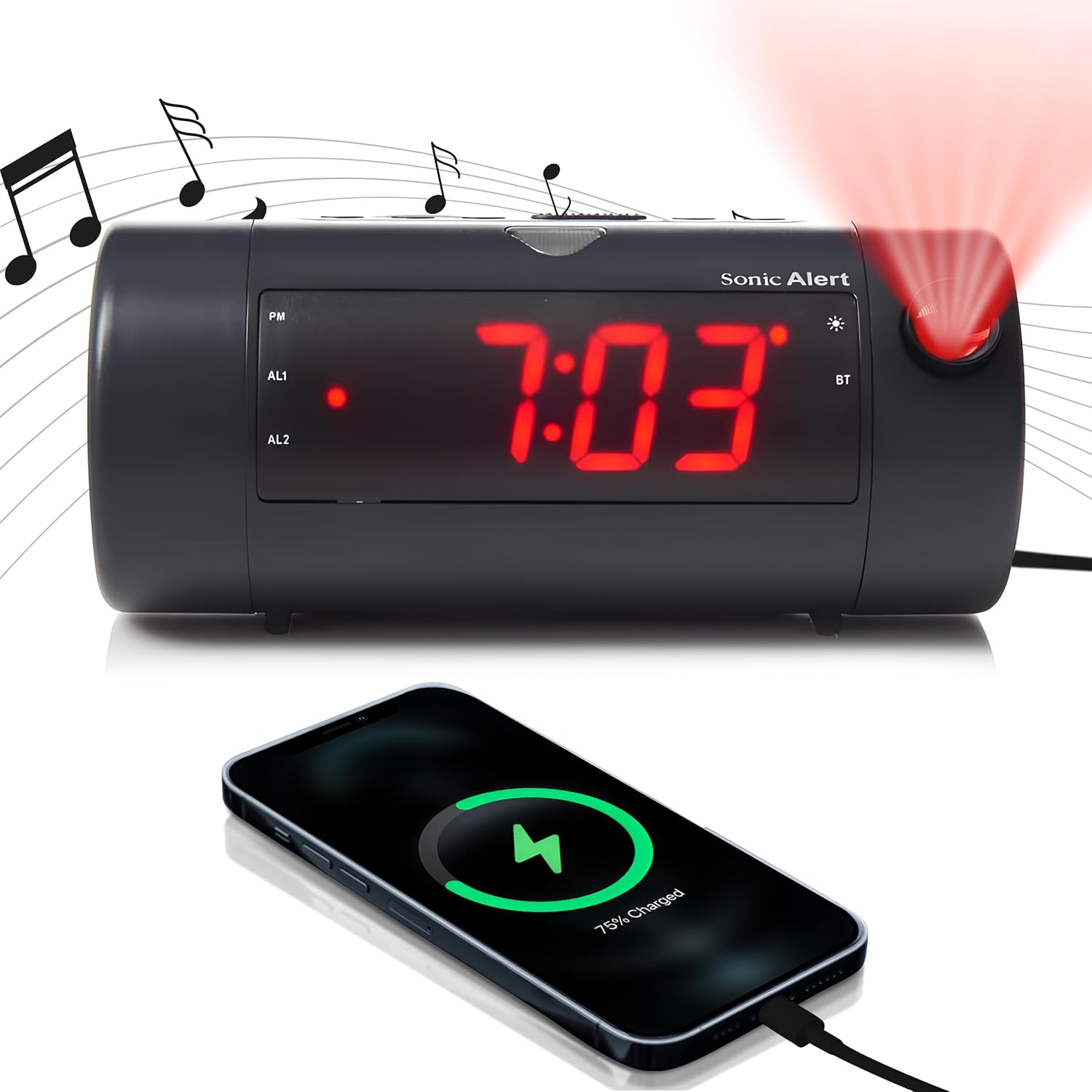 Sonic Blast Digital Alarm Clock - Loud Alarm for Heavy Sleepers