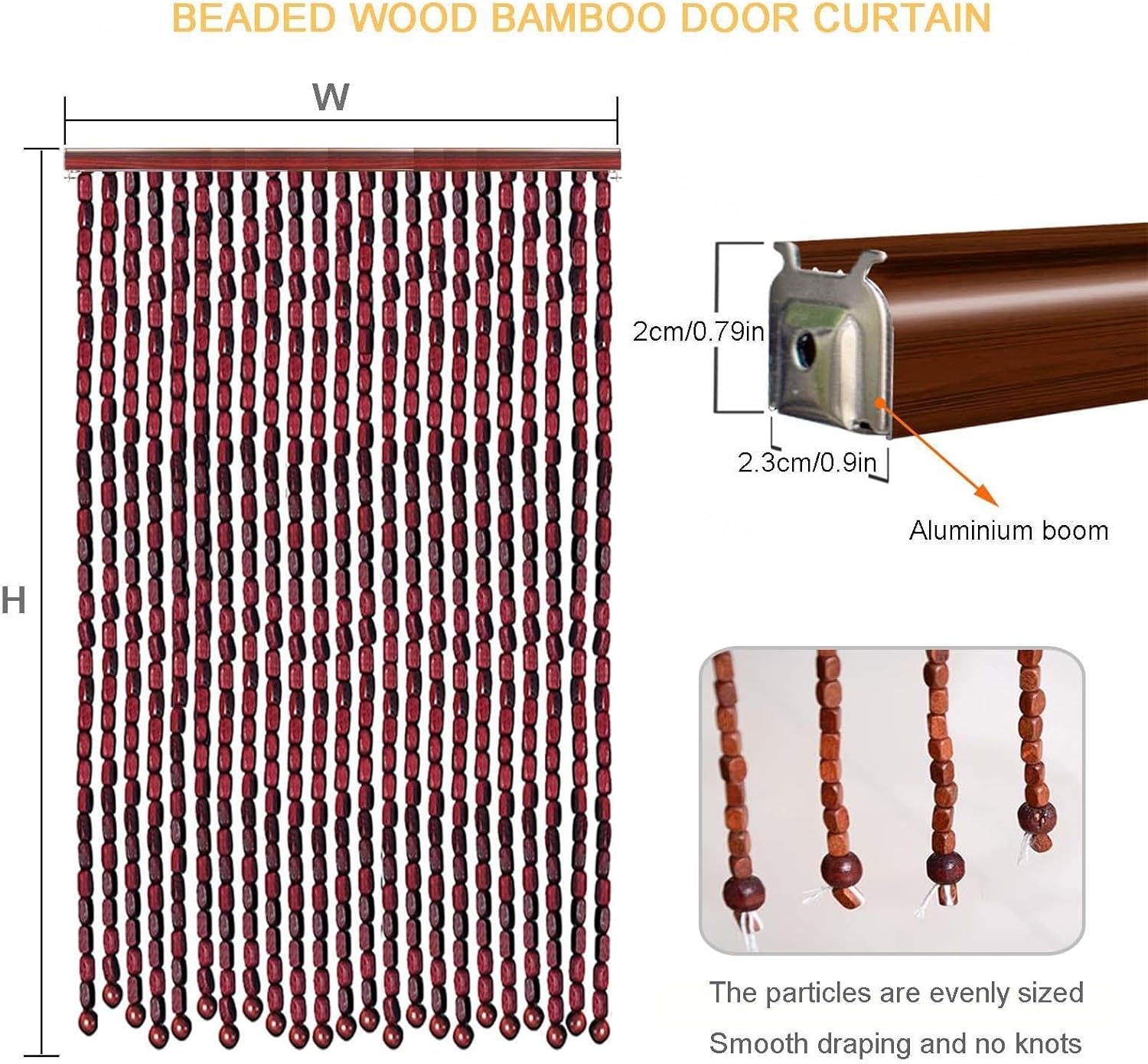 Wooden Beaded Bamboo Door Curtain 100 Strands