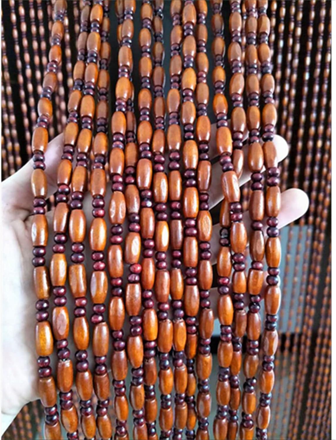 Retro Style Wooden Beaded Curtain for Doorways