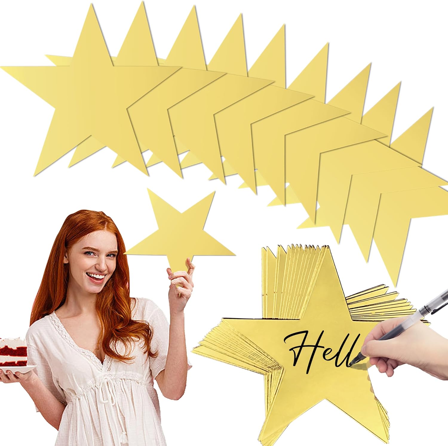 46 PCS Glitter Gold Star Cutouts for Party Decor