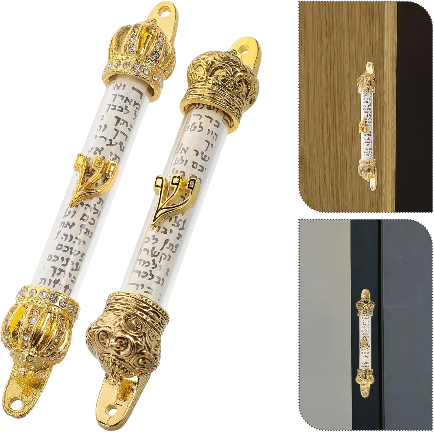 LUOZZY 2pcs Metal Mezuzah with Scroll Door Decor