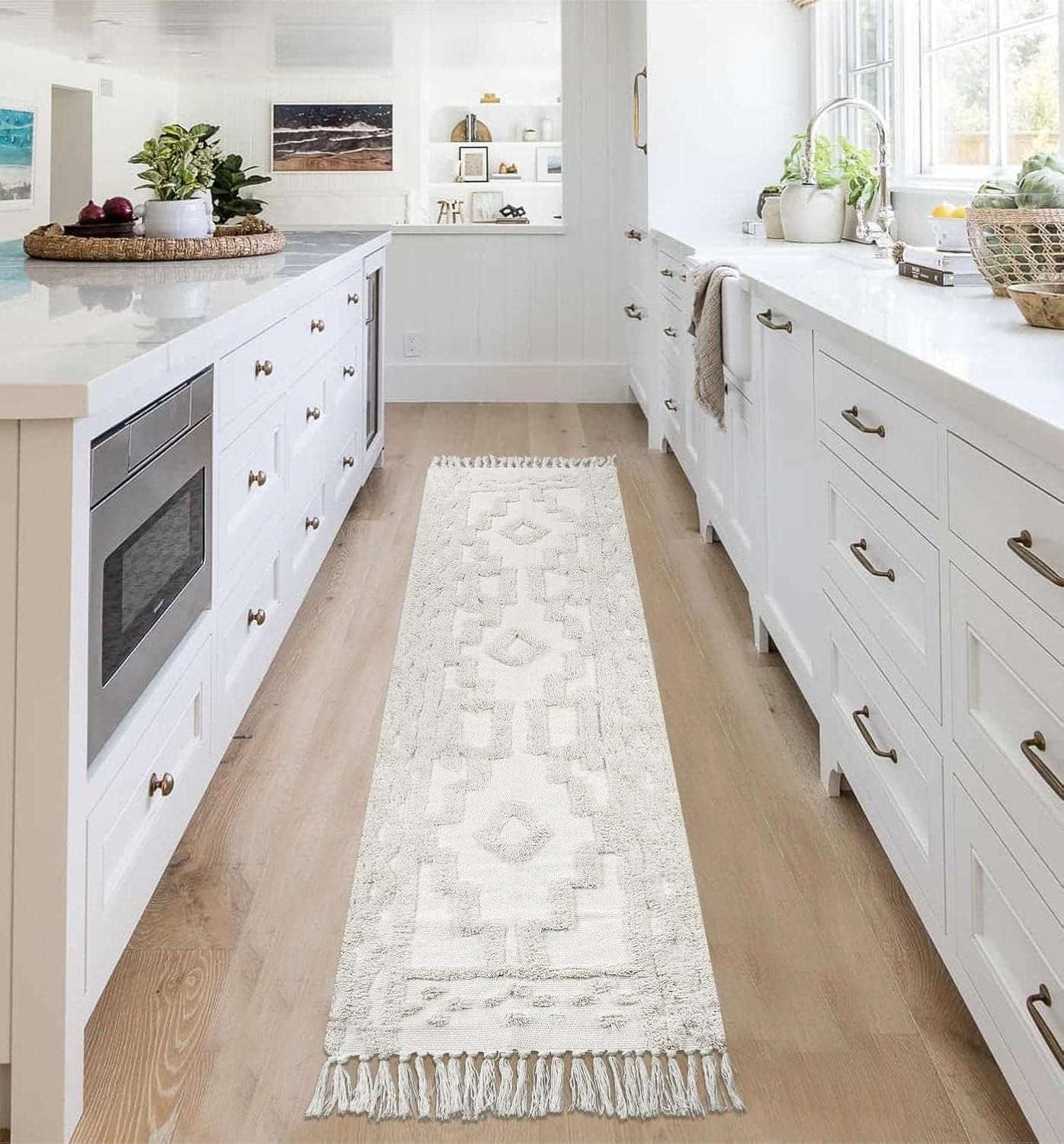 Uphome Beige Boho Runner Rug 2 x 8