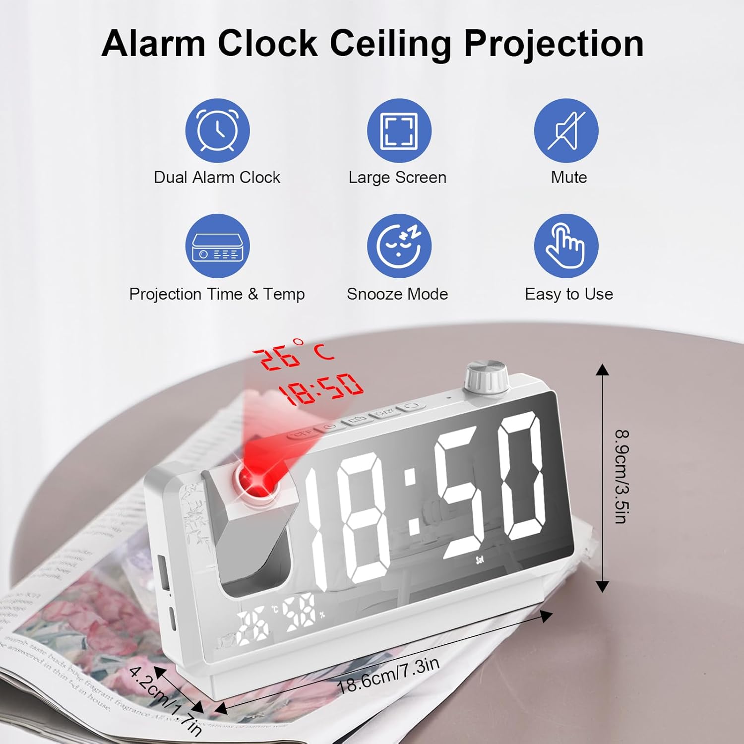 GuDoQi Projection Alarm Clock with 7 LED Display 1