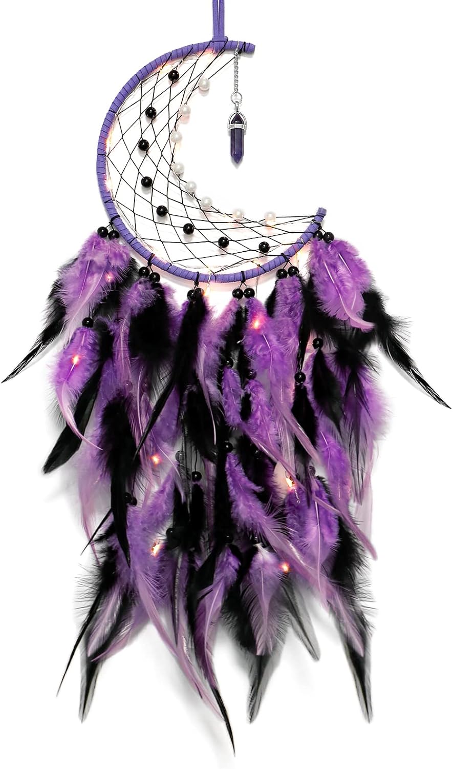 Dremisland Moon Dream Catcher with Fairy Lights
