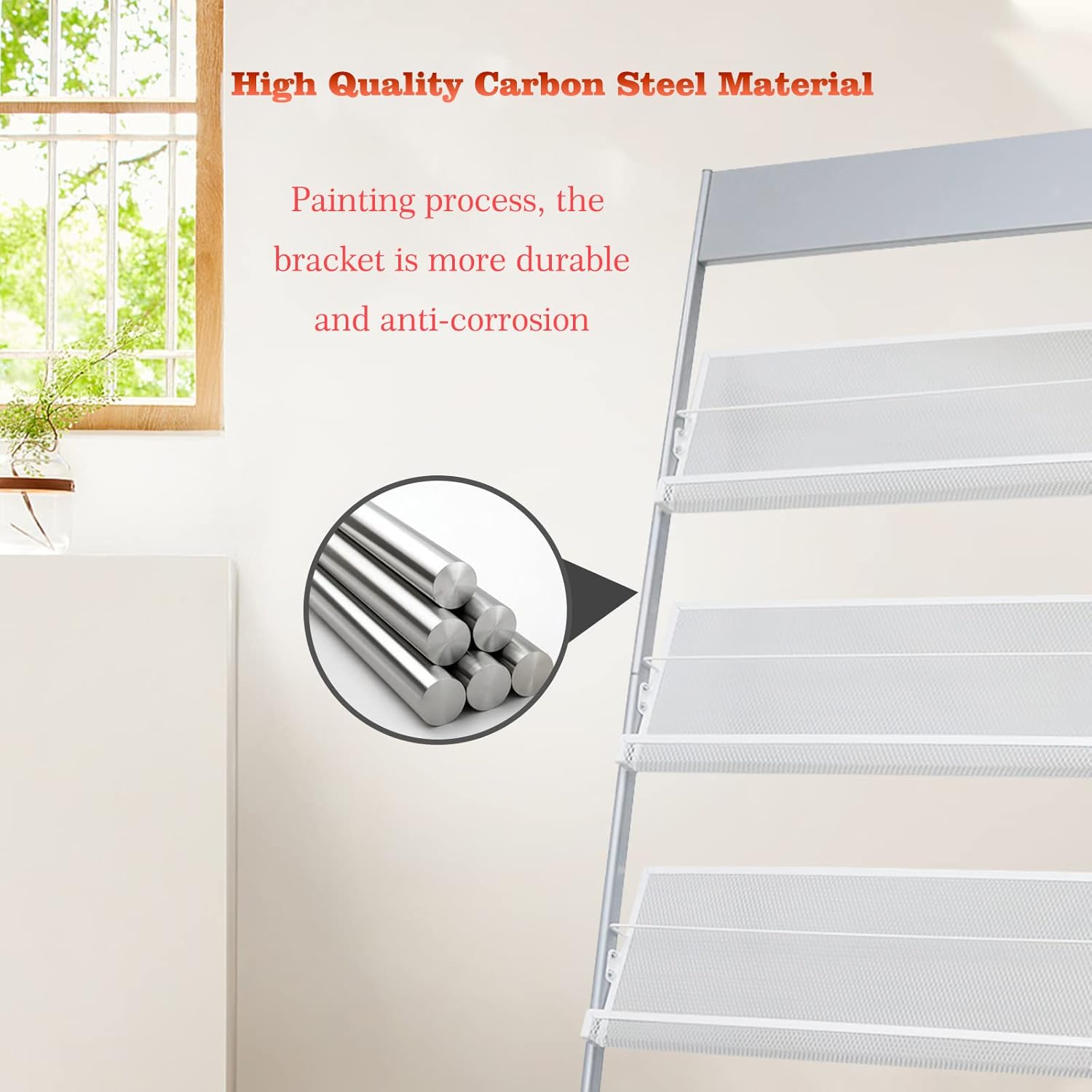 4-Layer Iron Magazine Rack with Wheels Silver