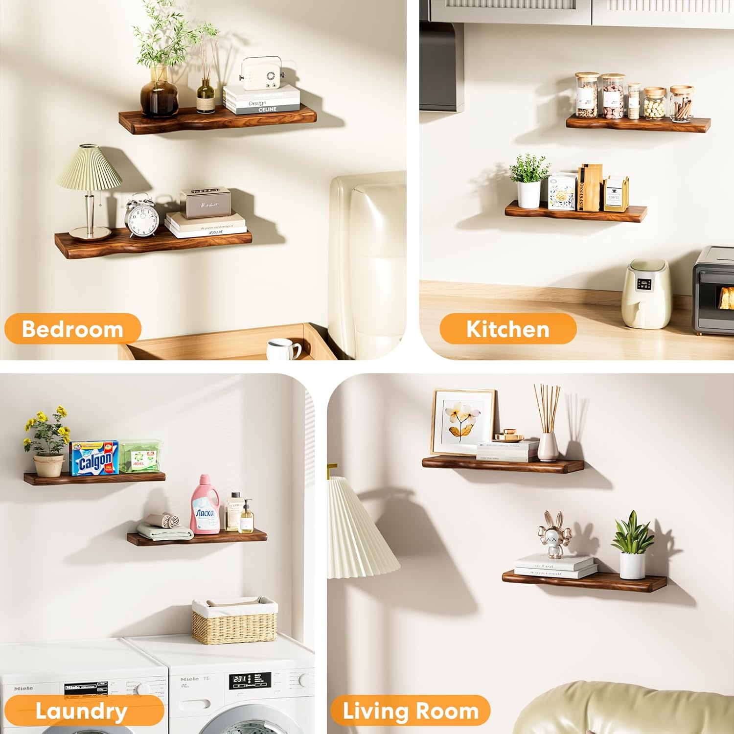 24 Inch Rustic Floating Shelf for Living Room