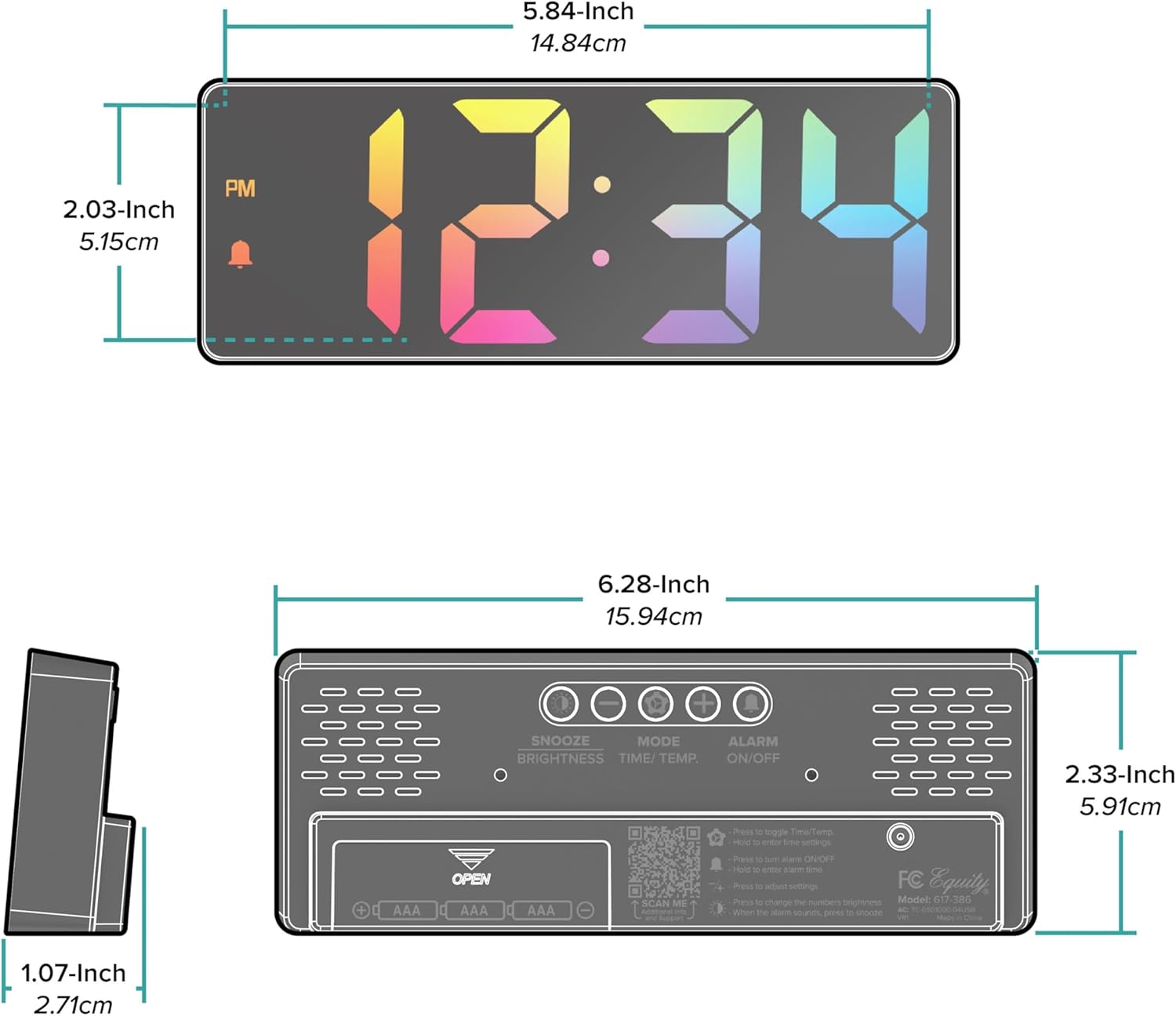 La Crosse Technology 2 Inch Gradient Alarm Clock with Temperature Display