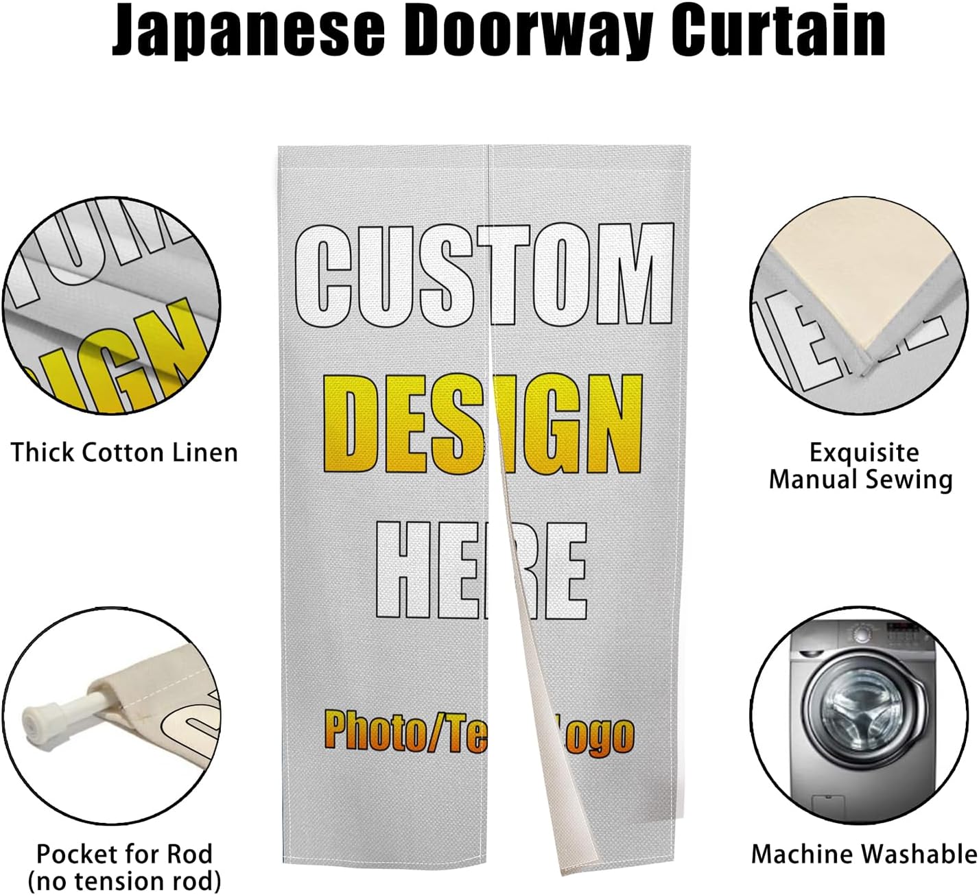 Customize Doorway Curtain with Photo Text Logo Noren
