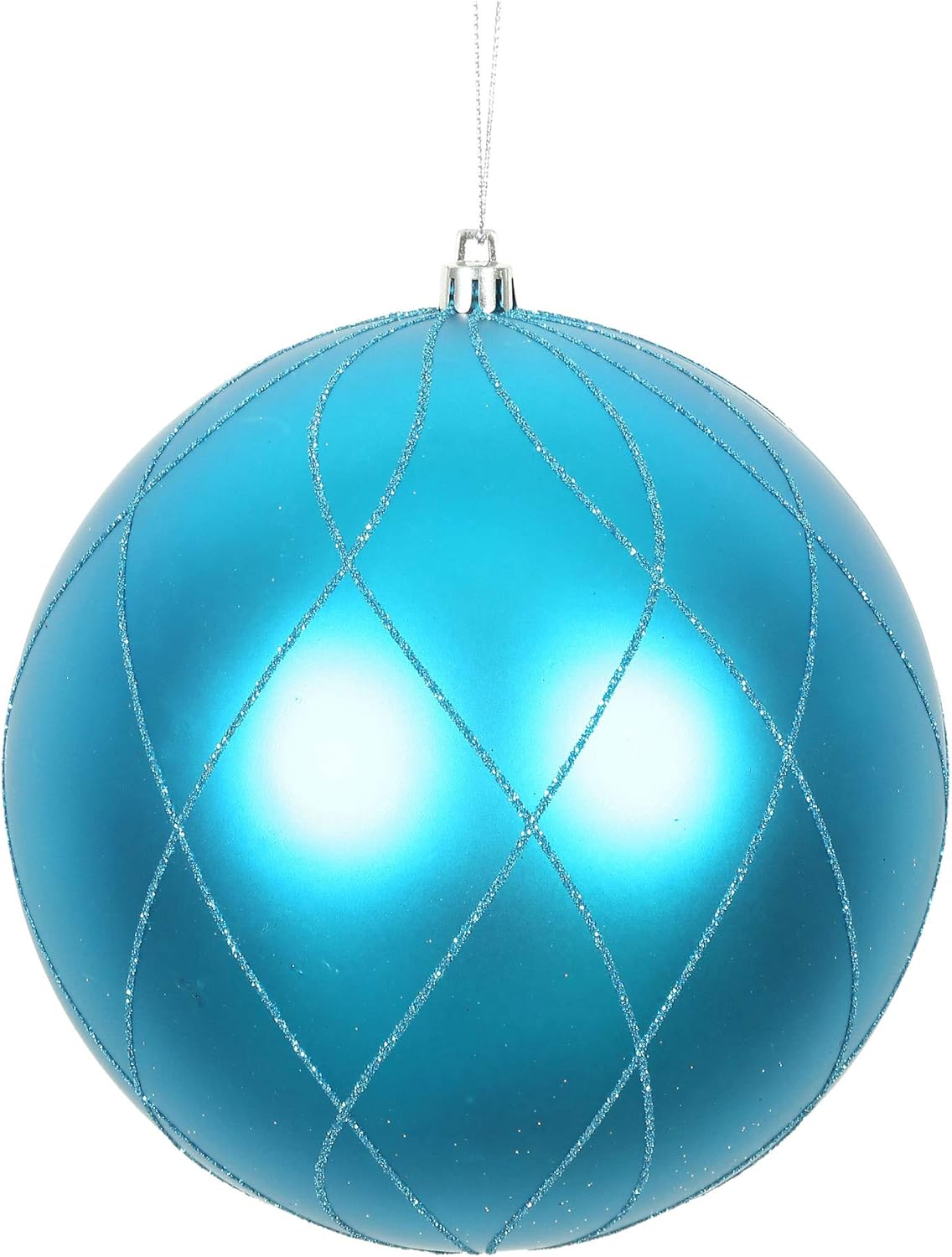 Vickerman 4 Inch Turquoise Matte Glitter Swirl Ball Ornament 4 per Box
