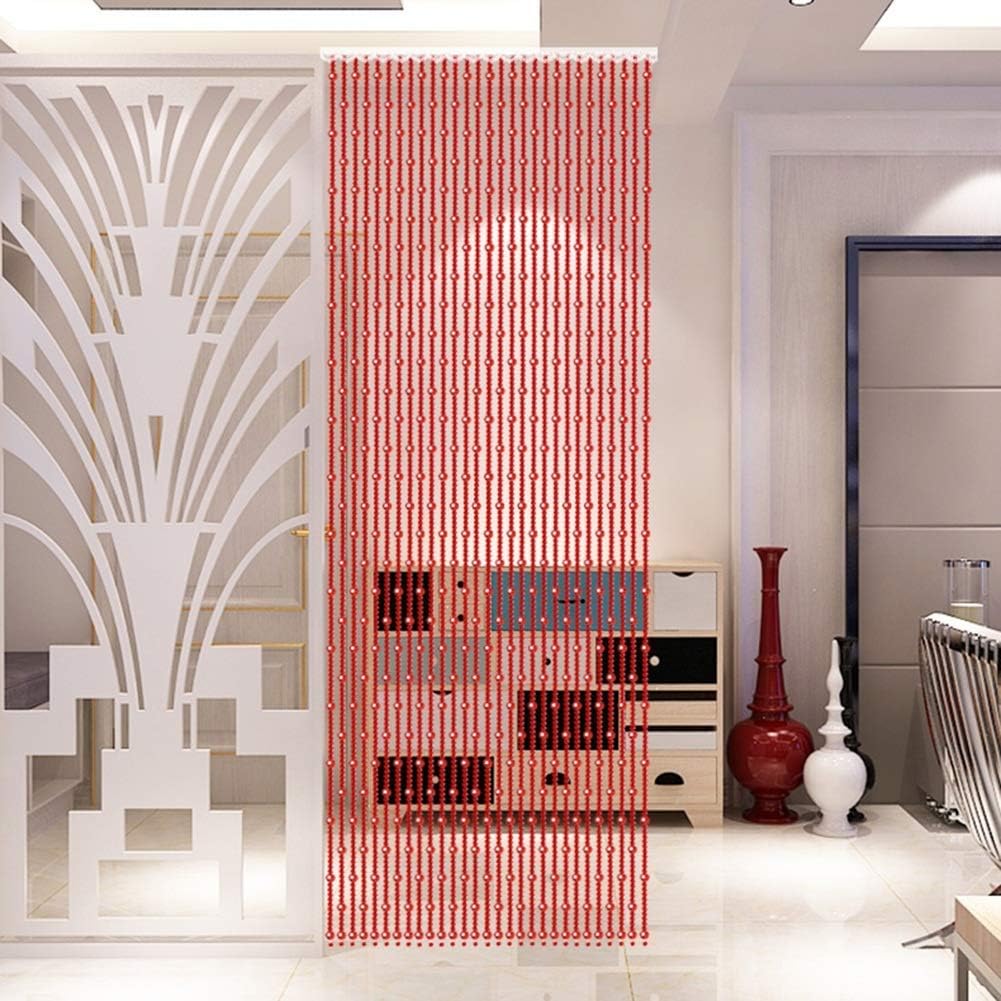 OKUOKA Red Crystal Door Curtain Panel