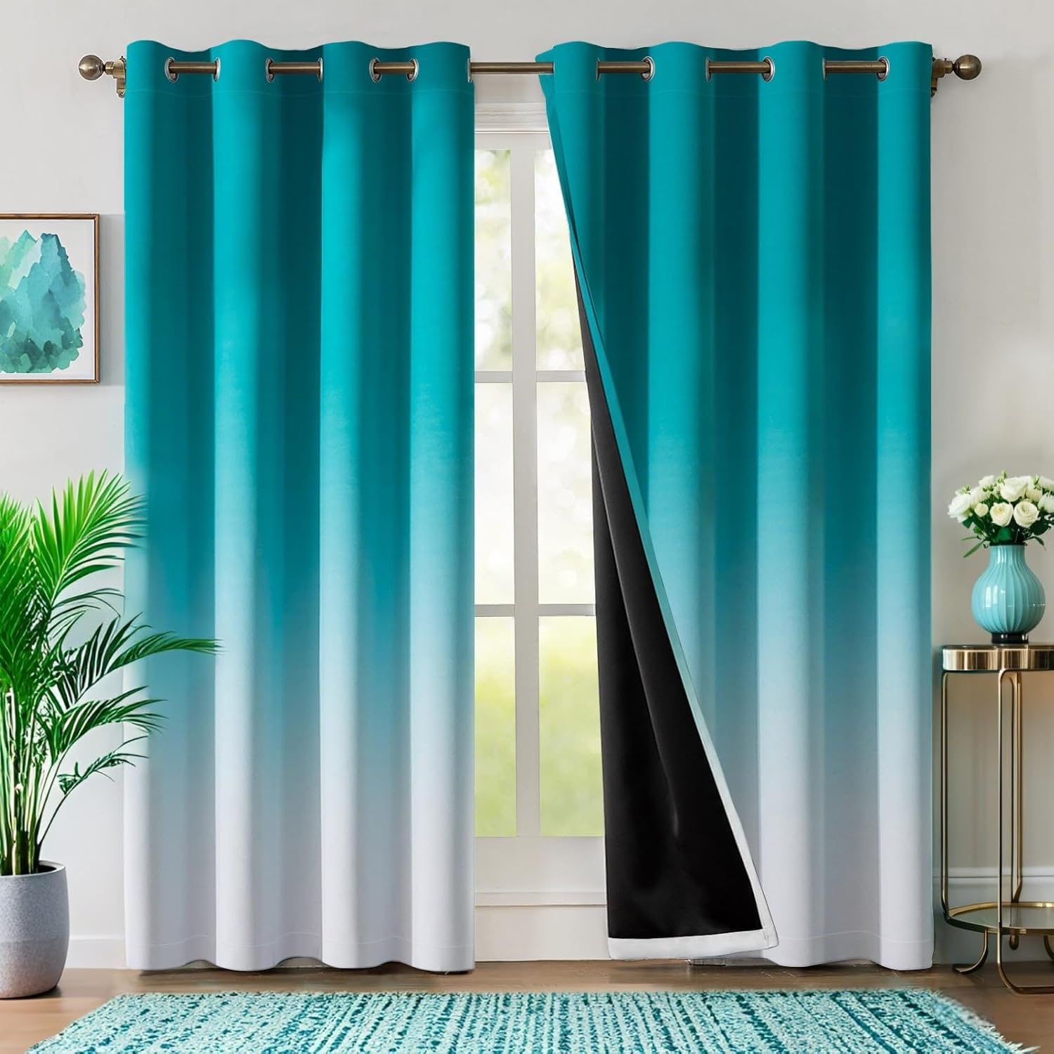 WUBODTI Blackout Teal Curtains 2 Panels 42x84 Inch