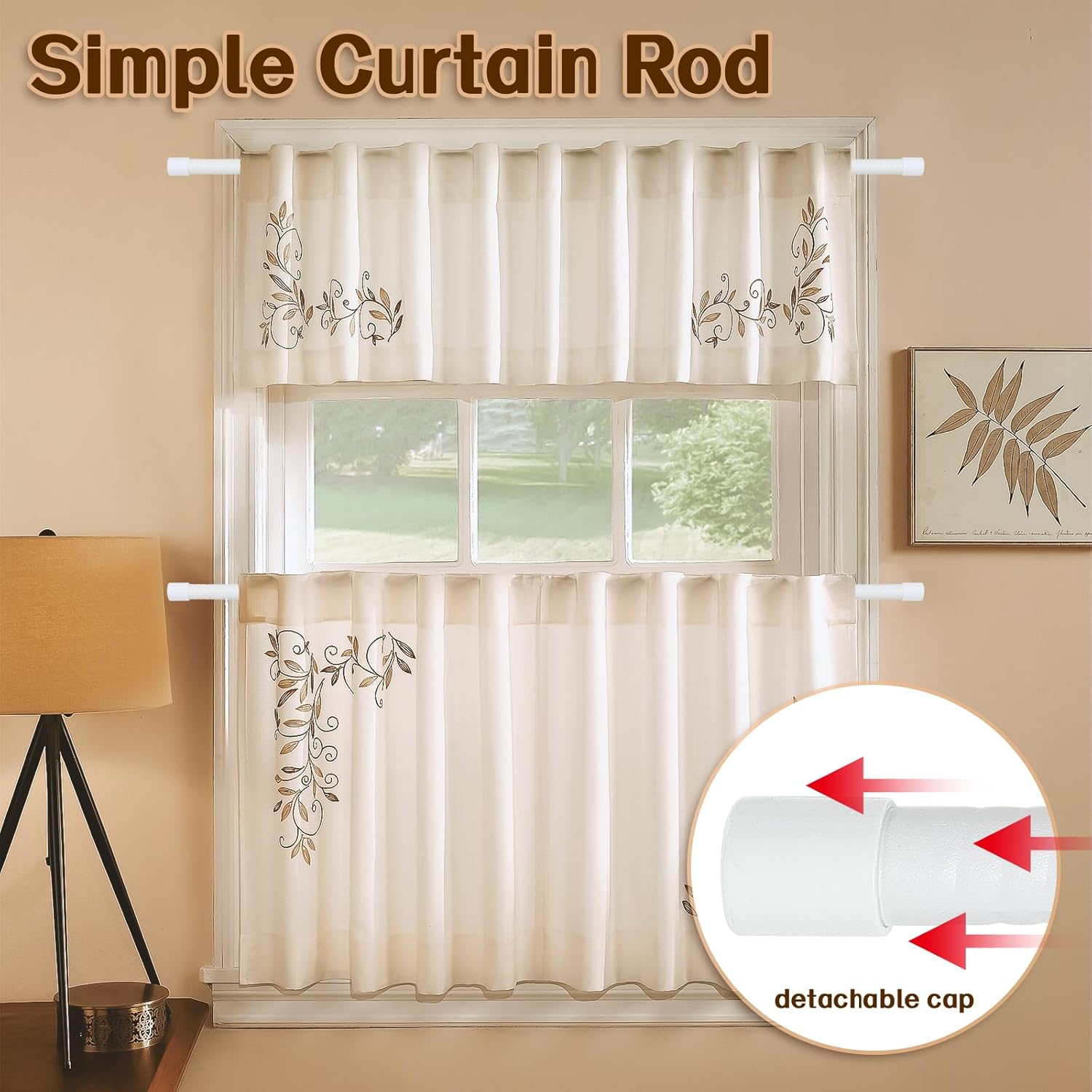 Matte White Curtain Rod 58 Inch Heavy Duty Set