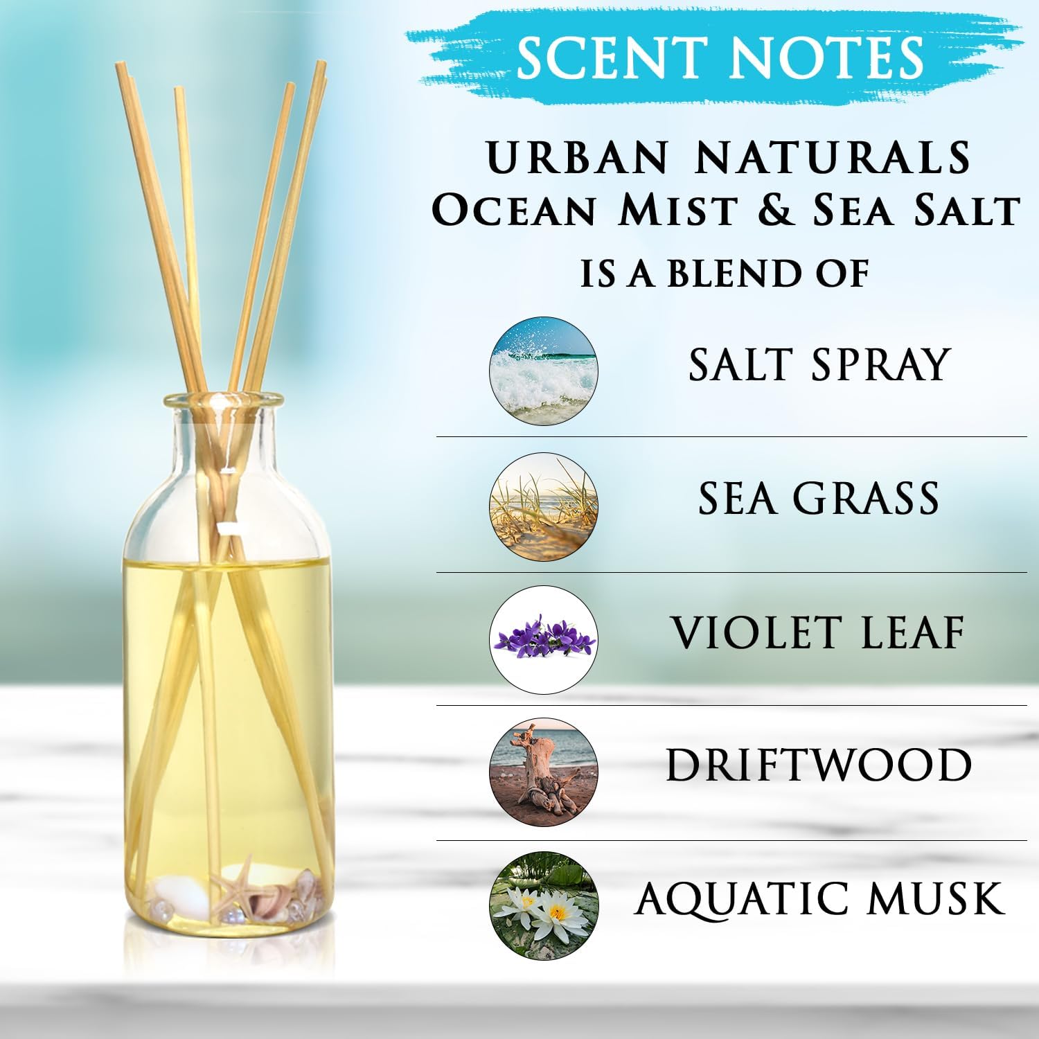 Urban Naturals Ocean Mist Sea Salt Reed Diffuser Set