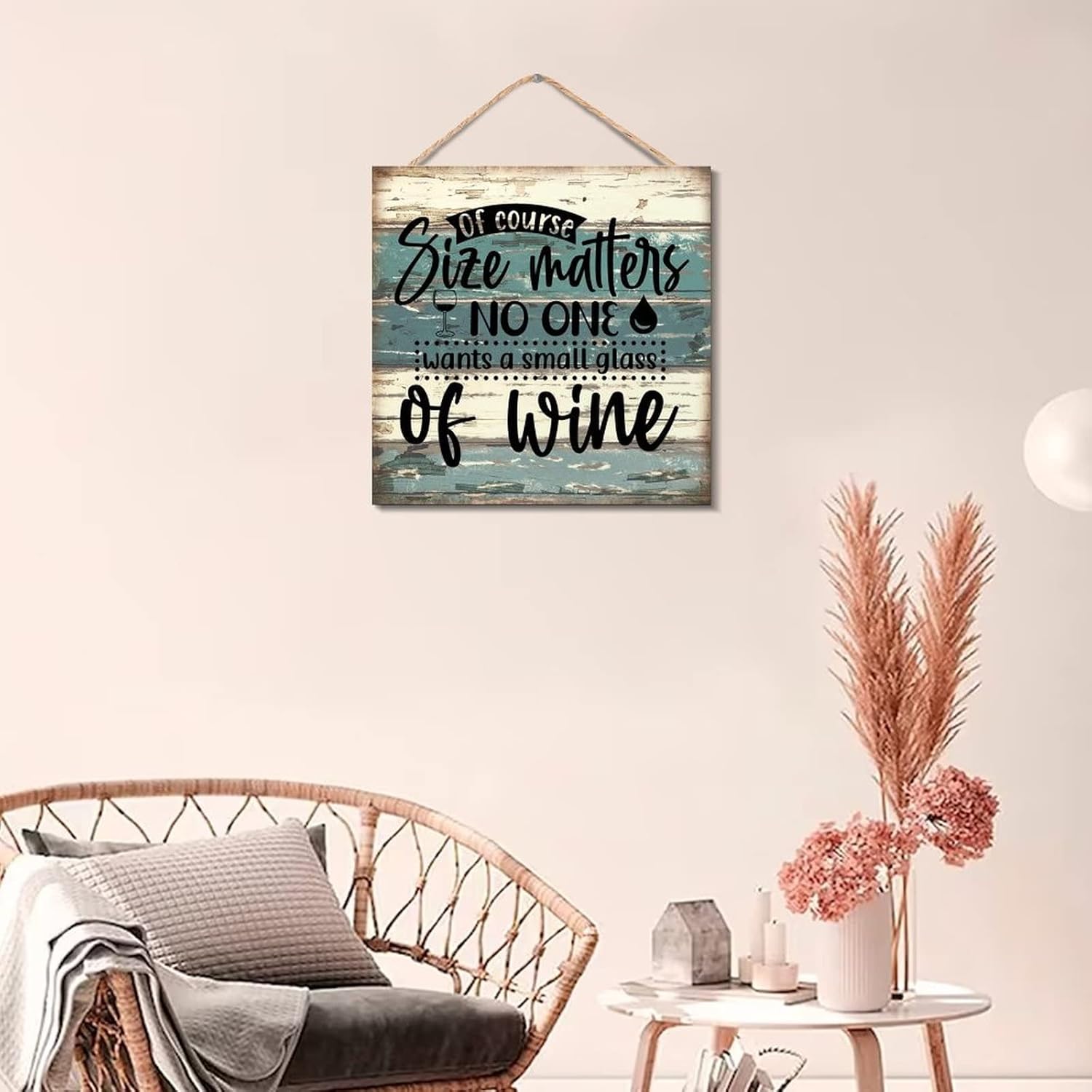 Wooden Wine Glass Sign 12x12 Farmhouse Wall Decor
