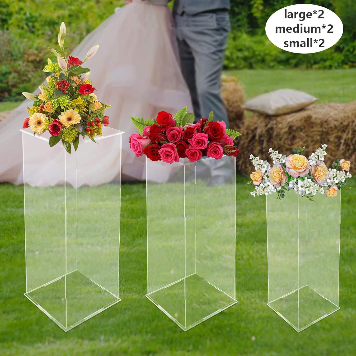 2 Pack Acrylic Pedestal Display Set for Weddings and Events