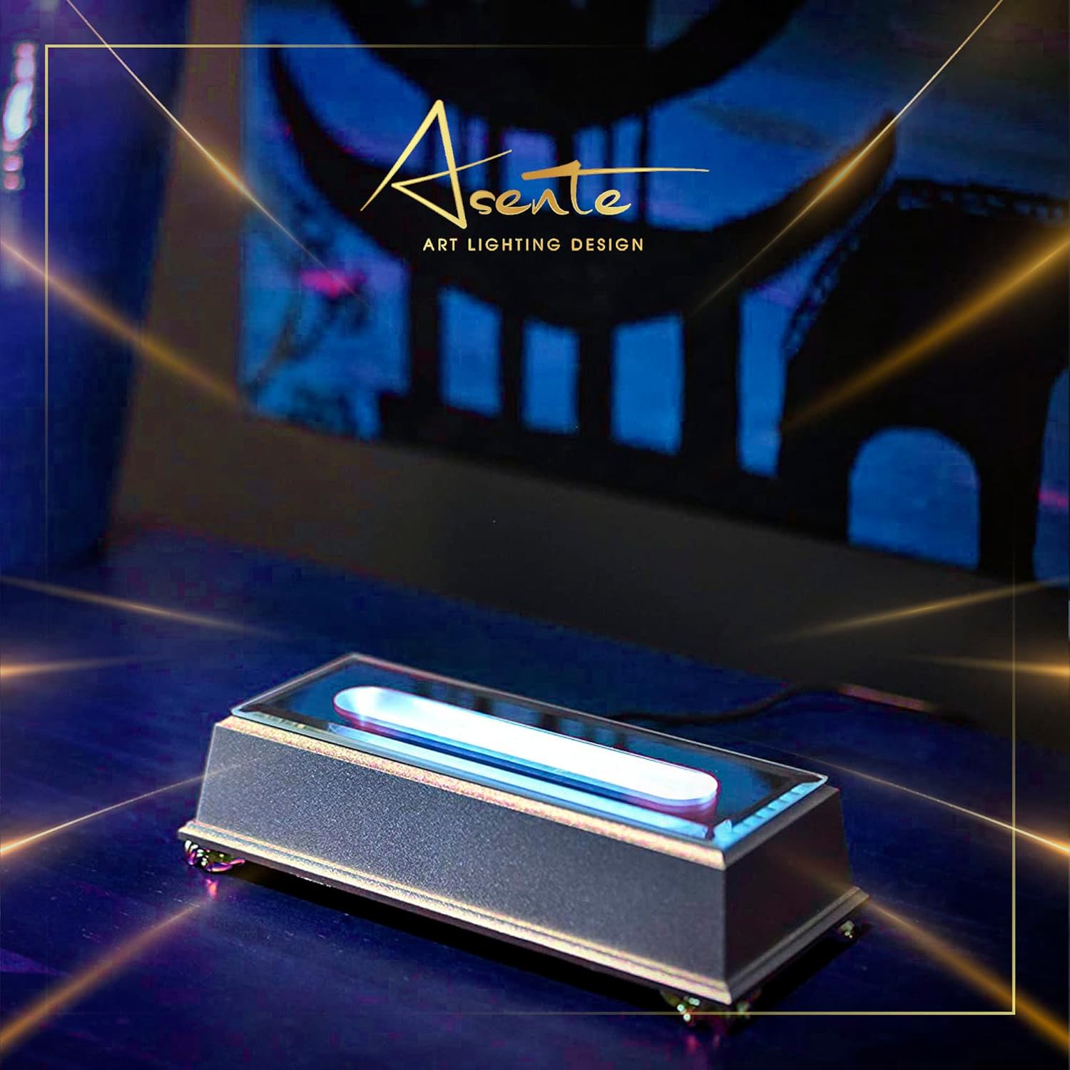 16 LED Light Stand Base - Silver Display Pedestal for Crystal Art