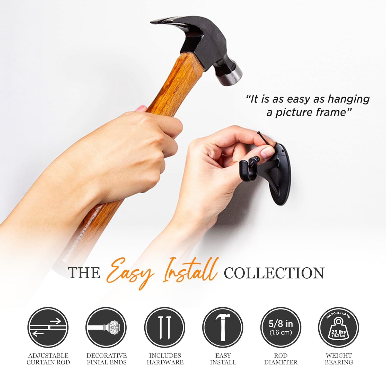 Kenney KNM75512 Decorative Window Curtain Rod with Scroll Ends