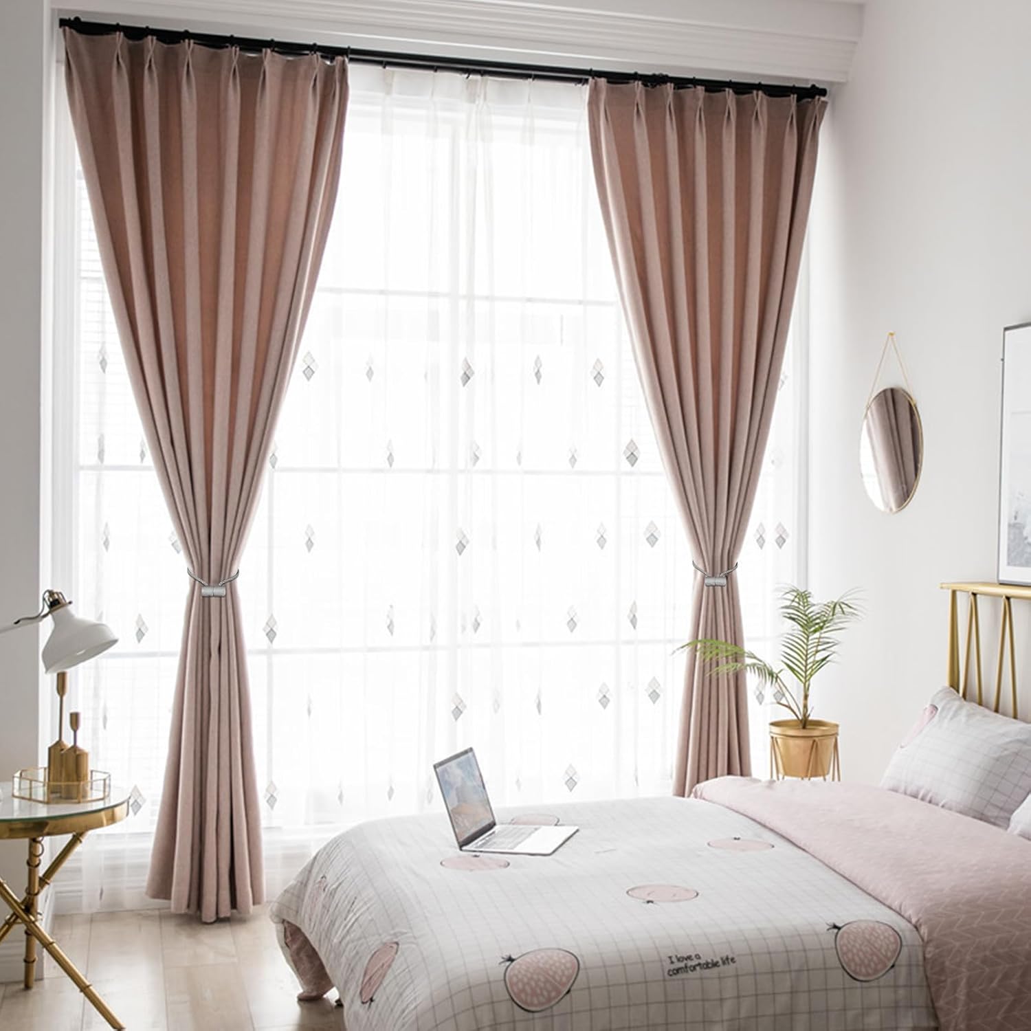 4pcs Strong Magnetic Curtain Holdbacks with Woven Design