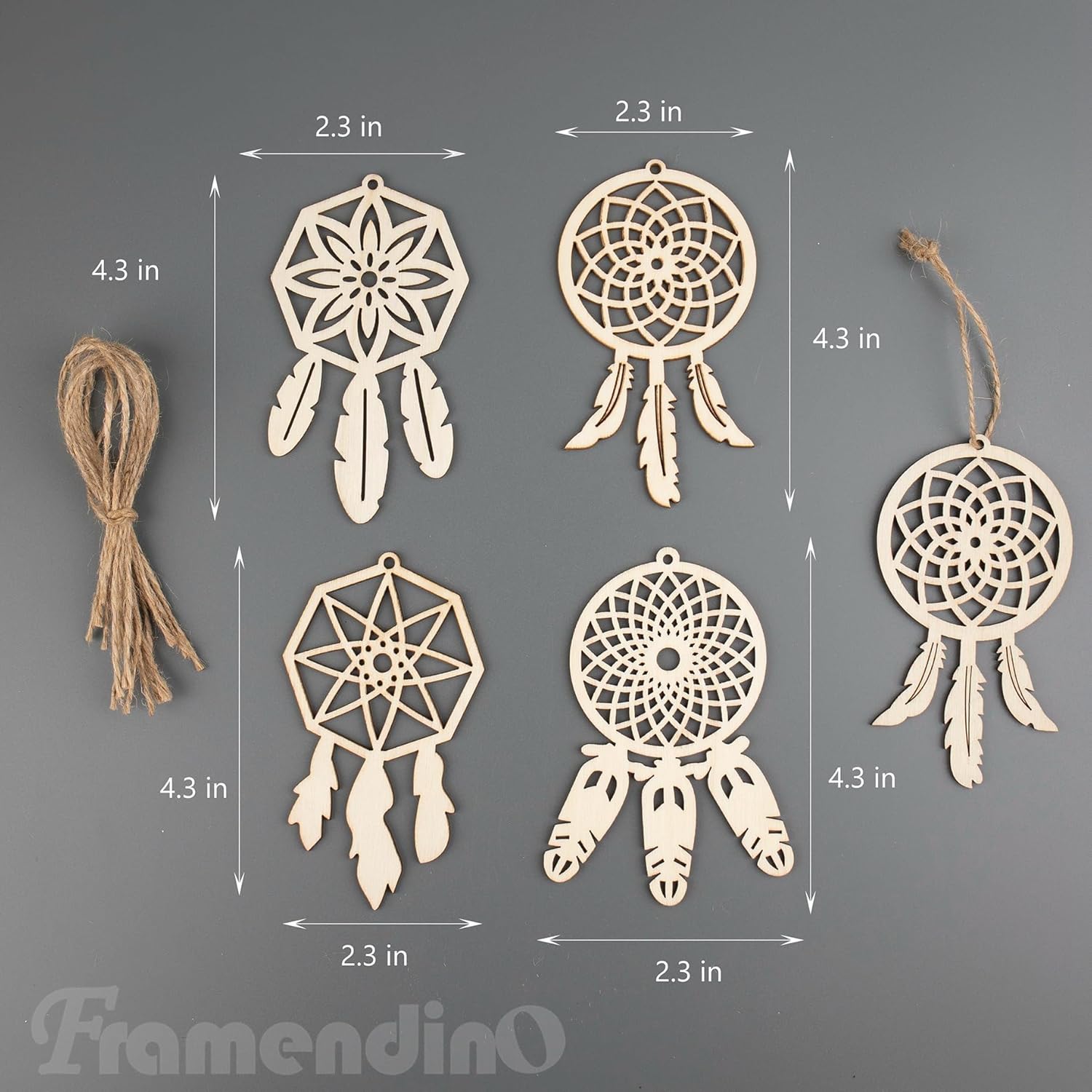 Framendino 40 Pack Wooden Dream Catchers DIY Decor Kit