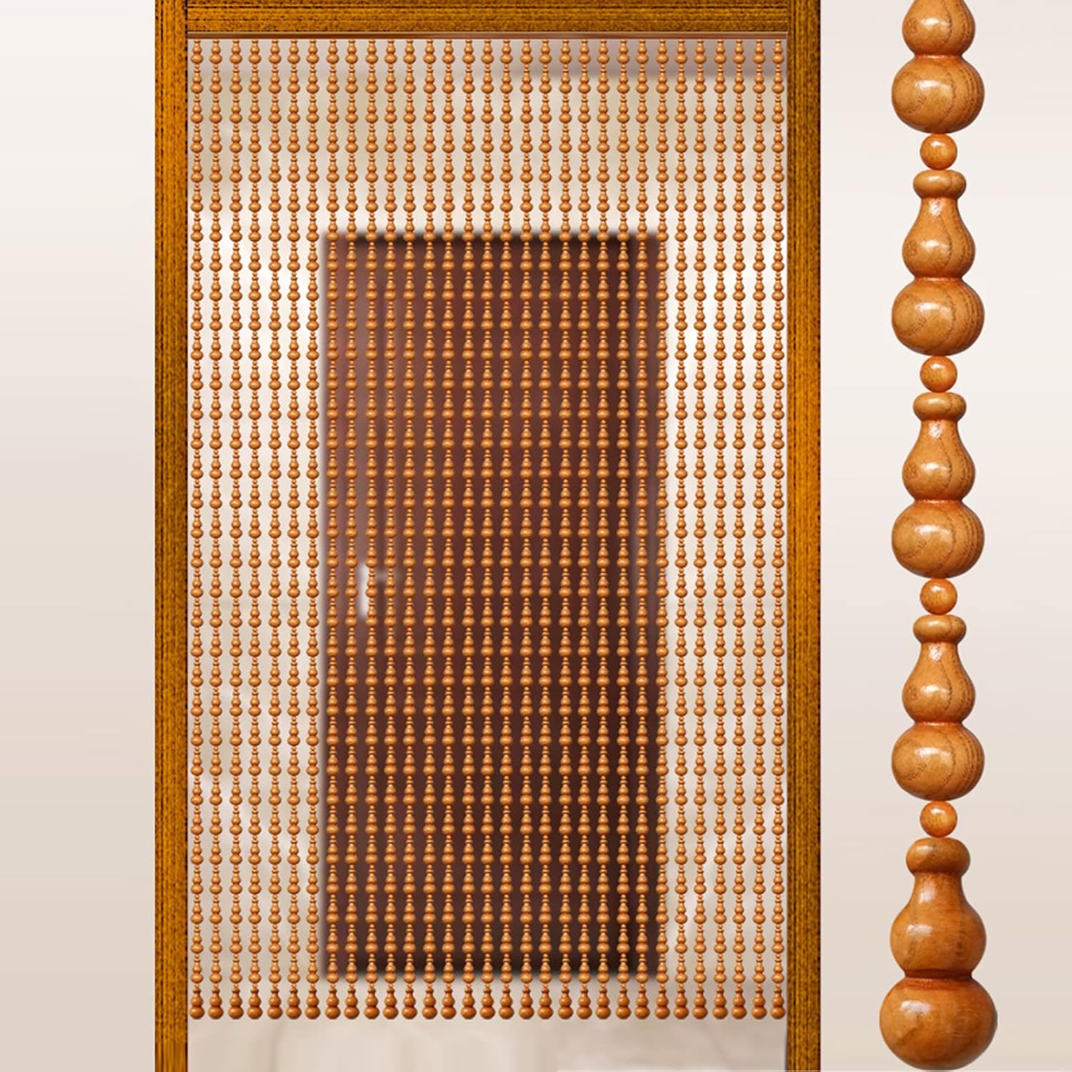 KDDEON Home Decoration Wood Bead Curtain 31 Strands 354x866 Inch