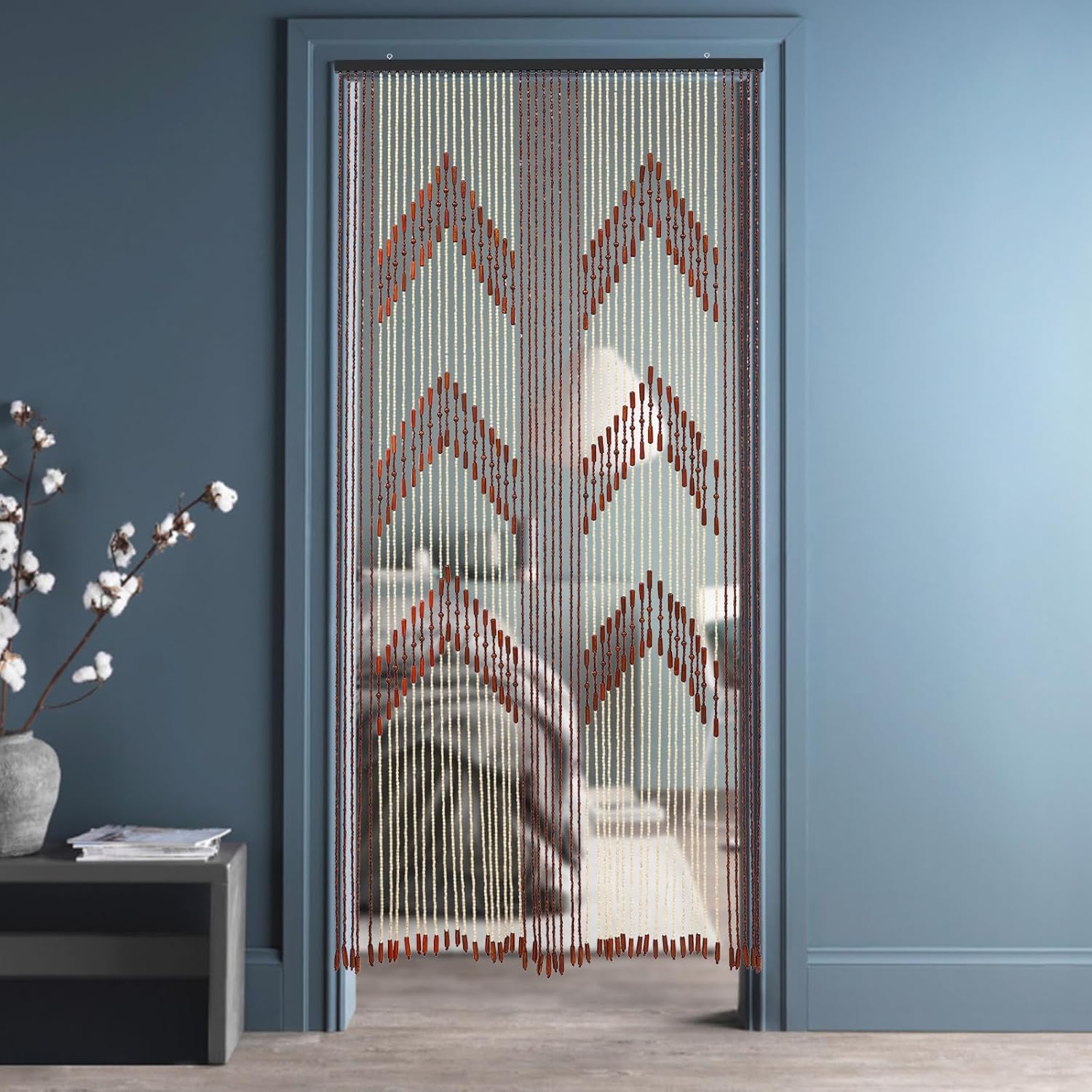 Bamboo Beaded Curtain Door Divider 75x35 Brown 52 Strands