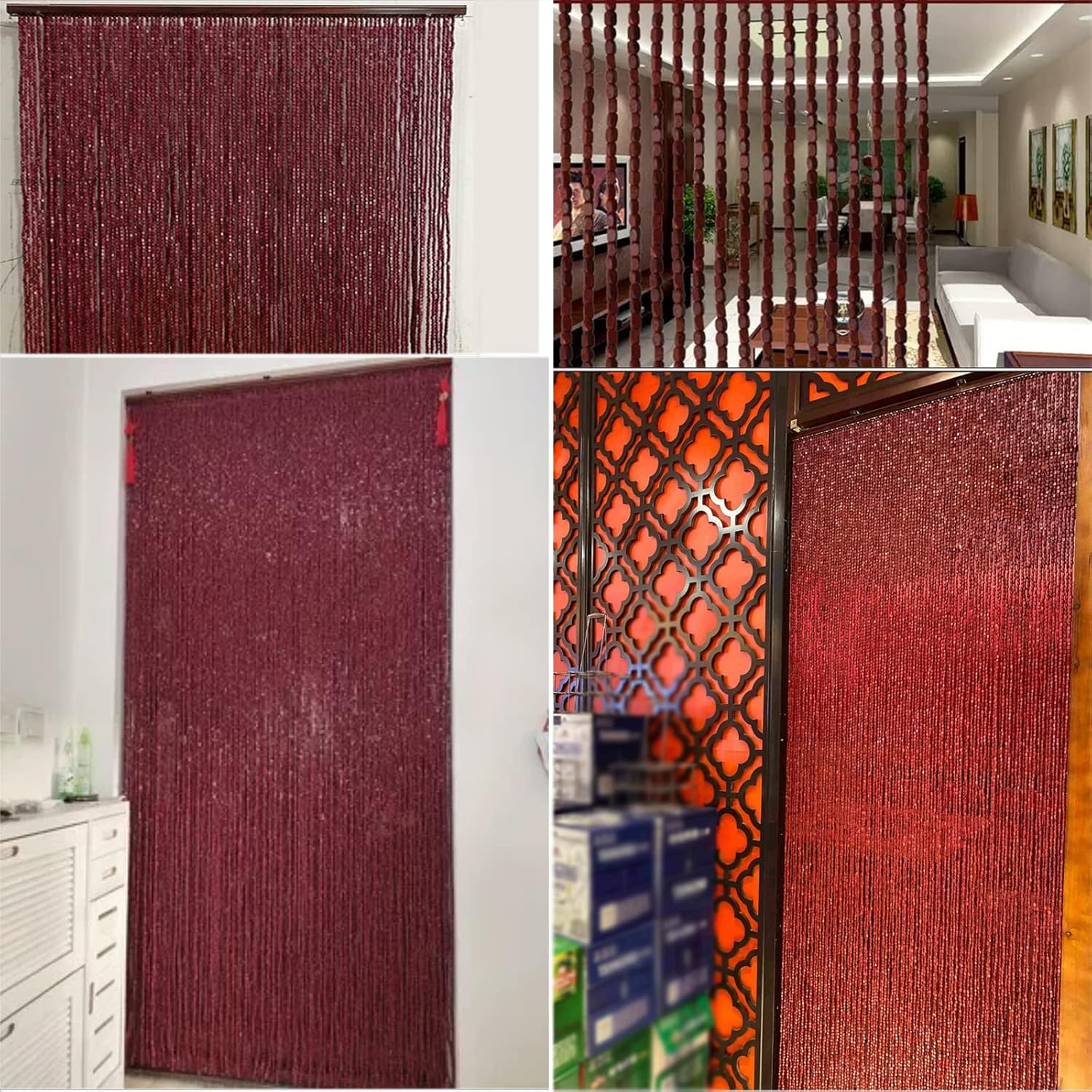 LEOSXA Bamboo Bead Curtain Door Divider