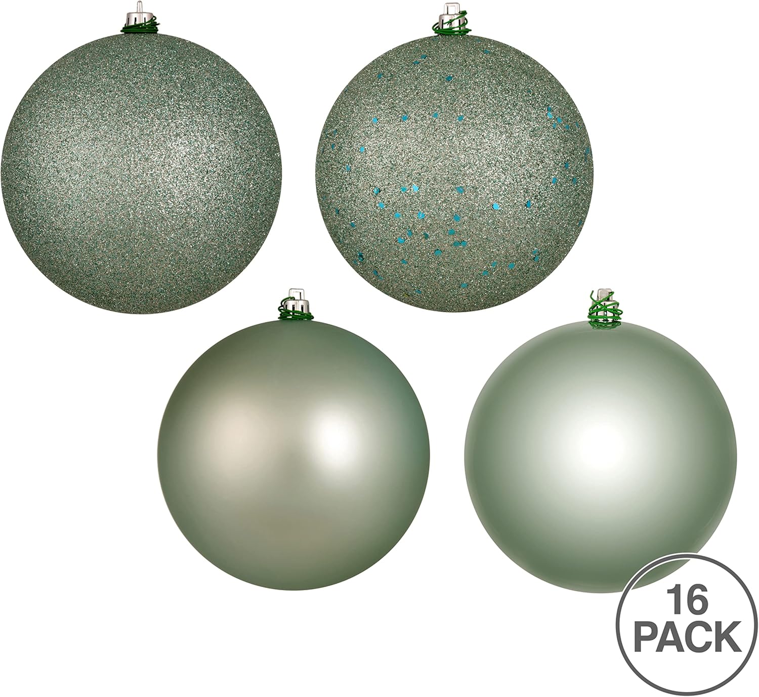 Vickerman 3 Inch Frosty Mint 4 Finish Ball Ornament Set