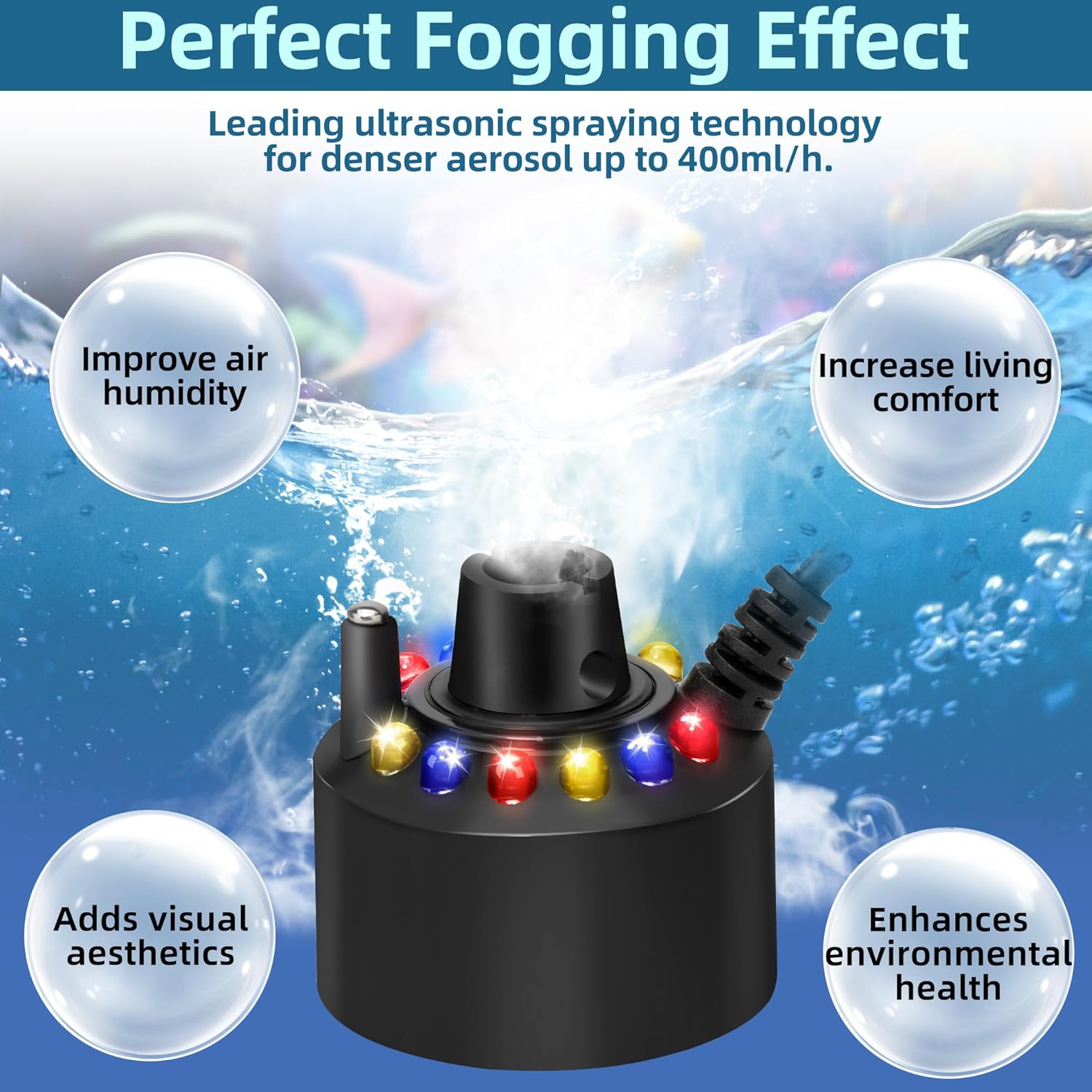DaToo Mini Mist Maker Fog Machine with 12 LED Lights