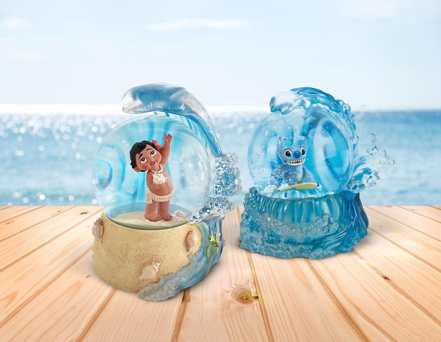 Enesco Disney Showcase Lilo and Stitch Surfing Water Globe 6 Inch Blue