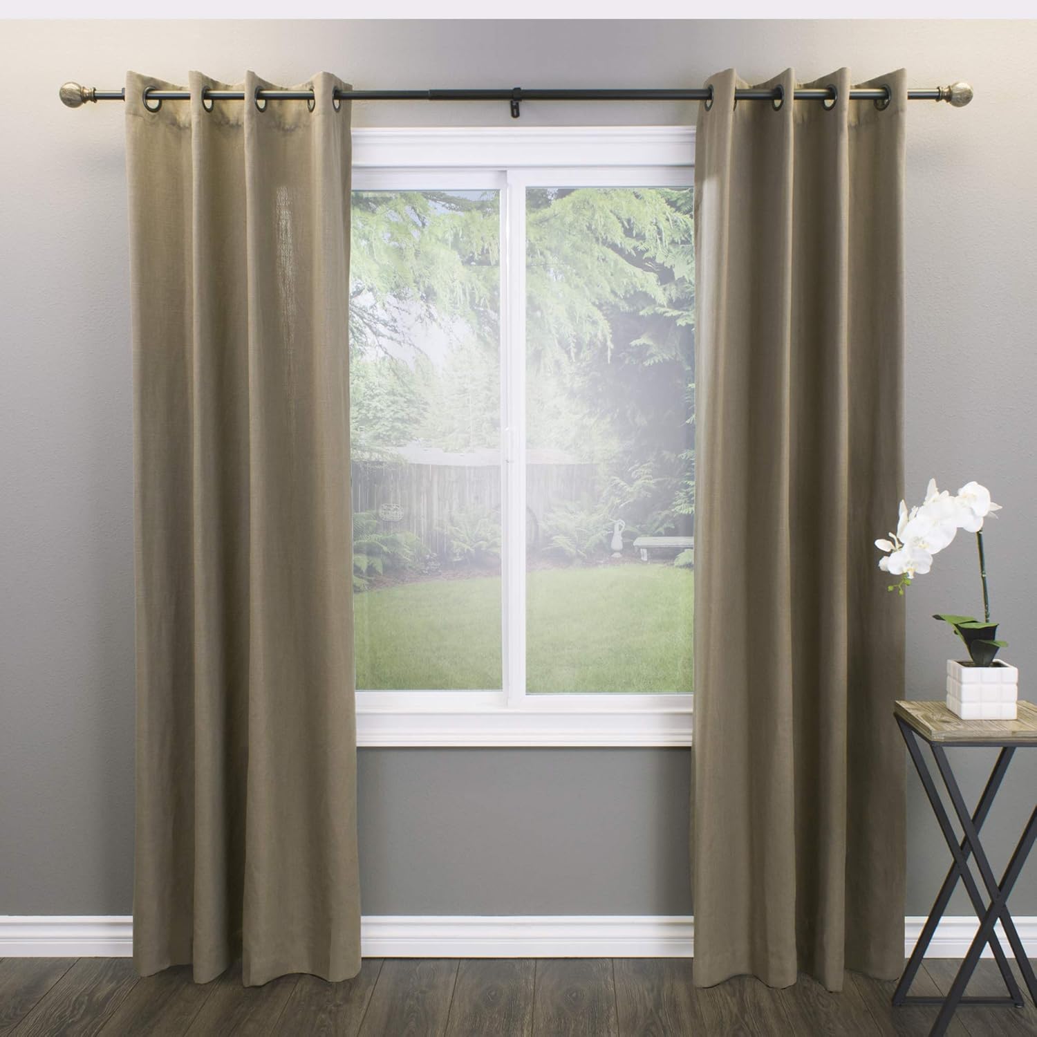 Decopolitan Marble Ball Single Curtain Rod Set Brown 36-72 Inches